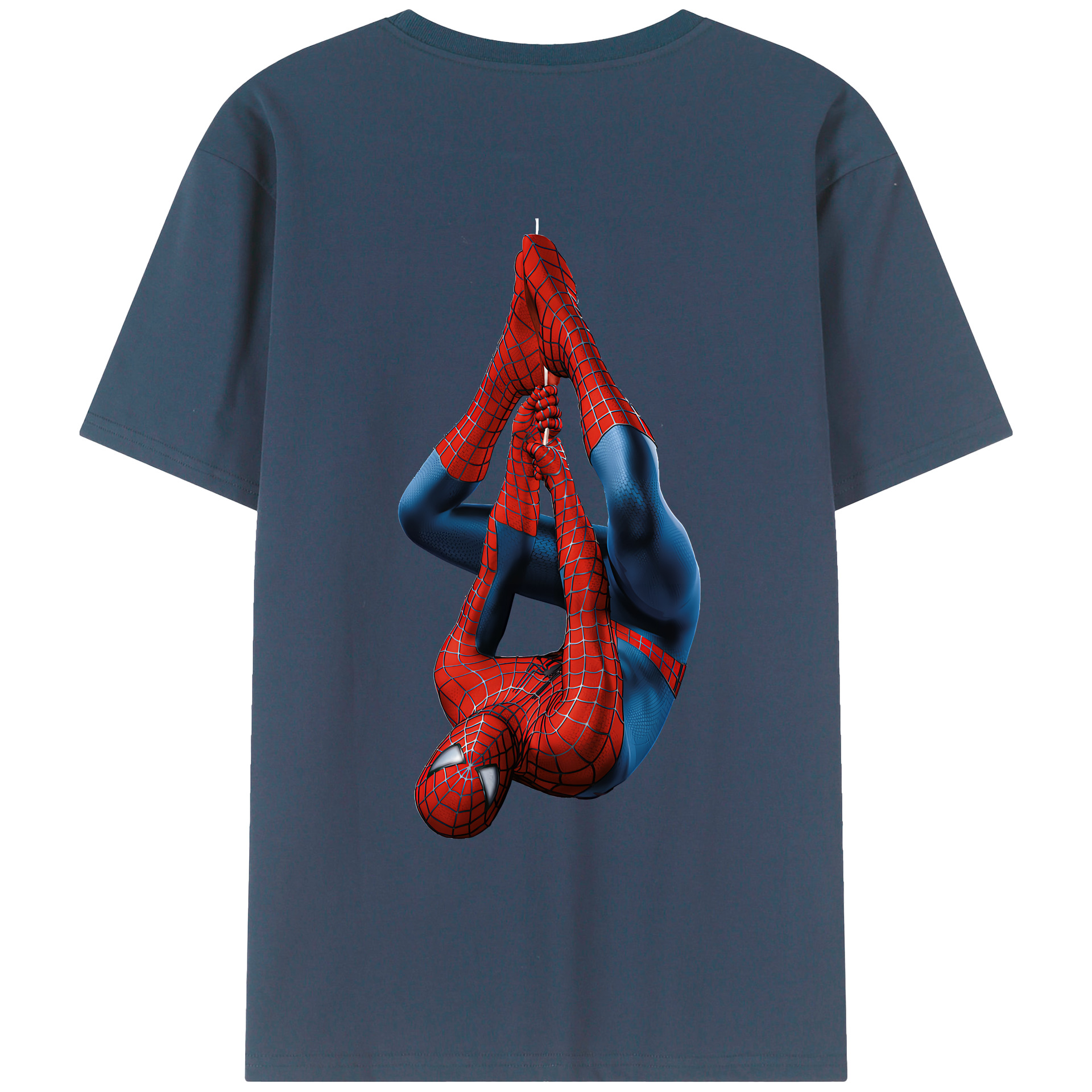 （画像用） Spider Man スパイダーマン 綿100％ メンズ半袖Tシャツ（バックプリント） 通気性