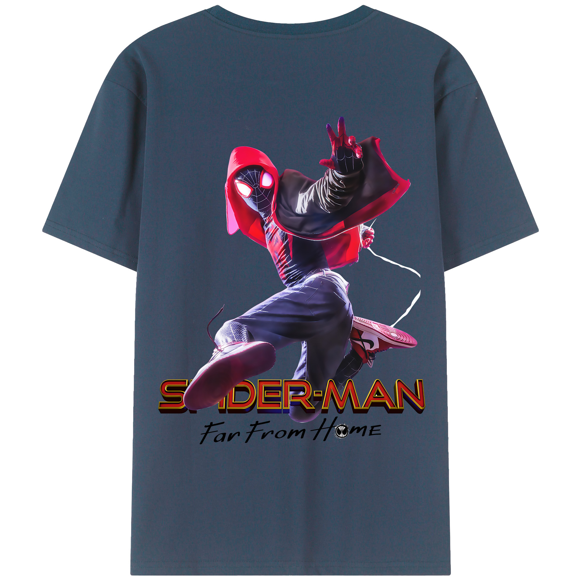 （画像用） Spider Man スパイダーマン 綿100％ メンズ半袖Tシャツ（バックプリント） 通気性