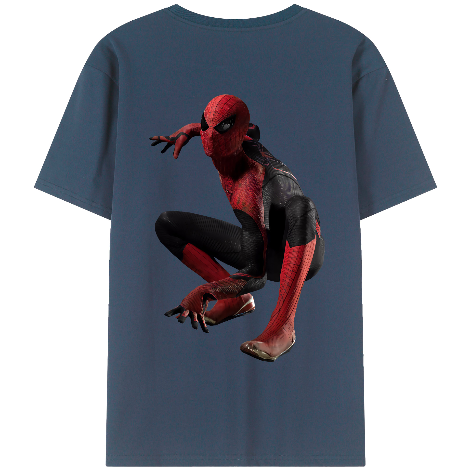 （画像用） Spider Man スパイダーマン 綿100％ メンズ半袖Tシャツ（バックプリント） 通気性