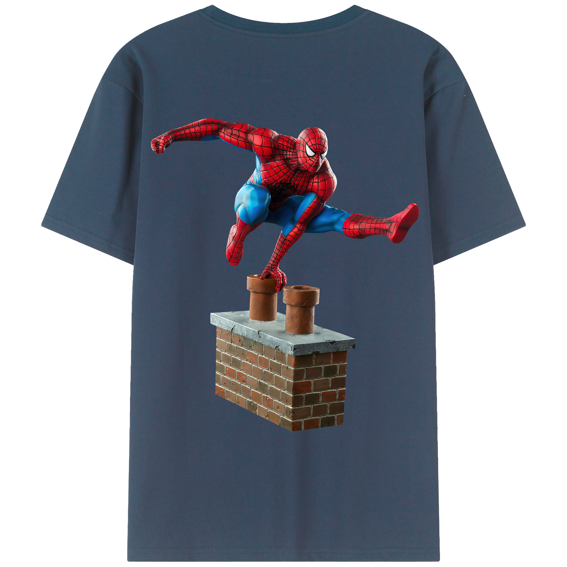 （画像用） Spider Man スパイダーマン 綿100％ メンズ半袖Tシャツ（バックプリント） 通気性