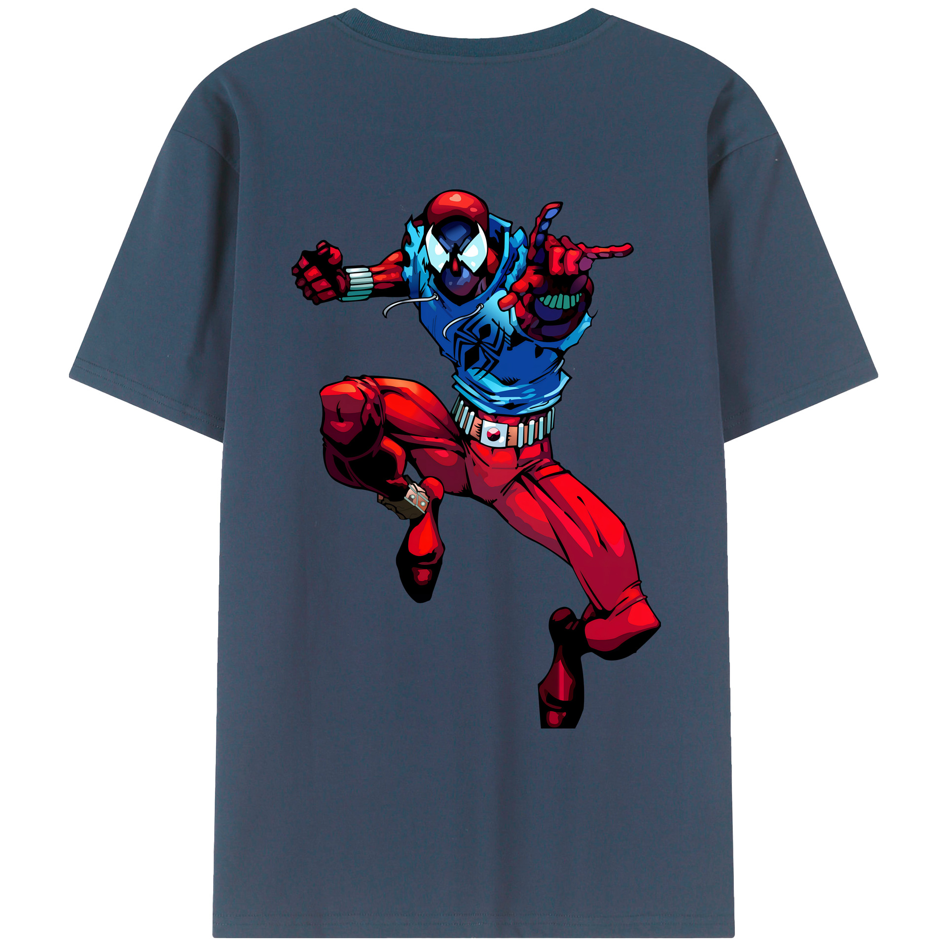（画像用） Spider Man スパイダーマン 綿100％ メンズ半袖Tシャツ（バックプリント） 通気性