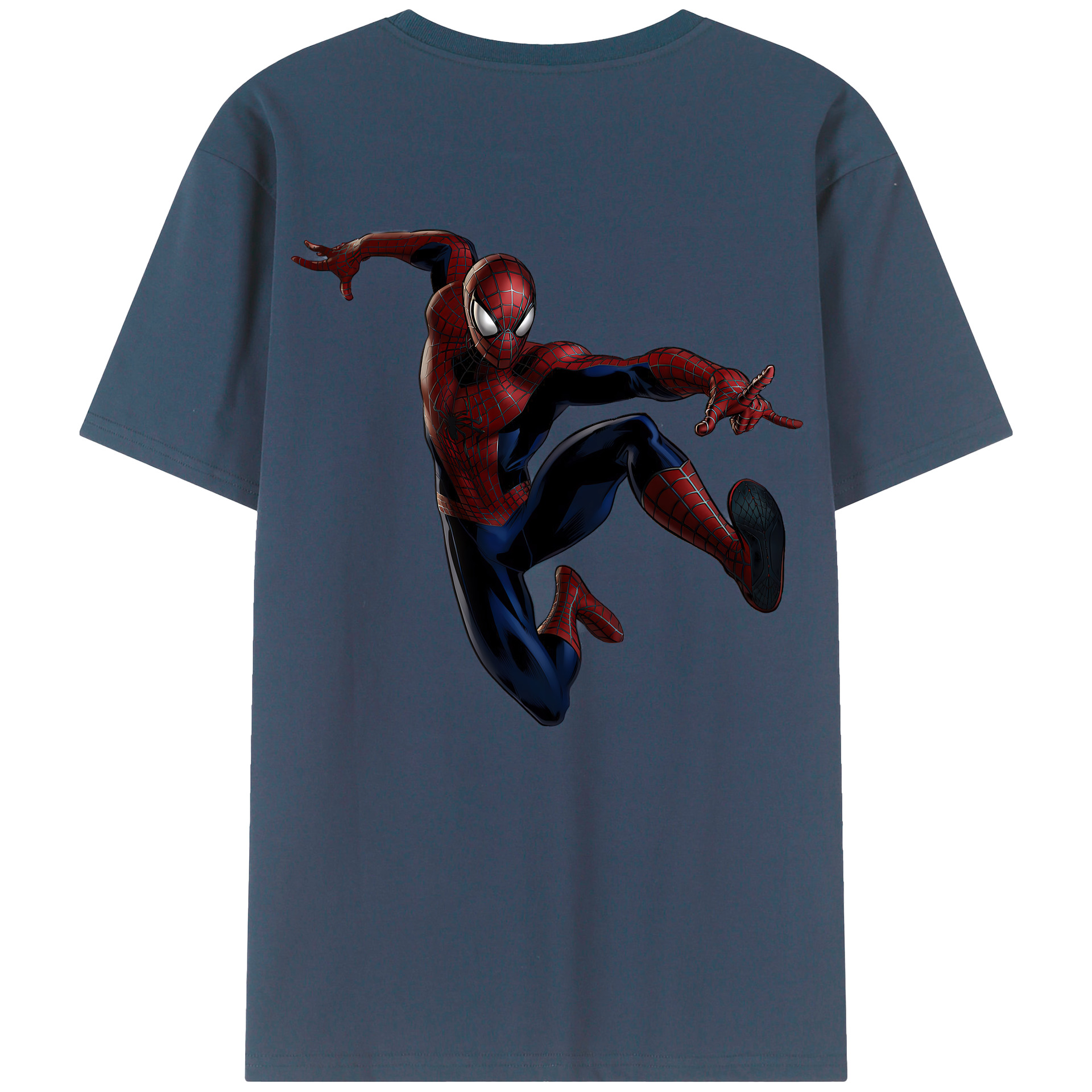 （画像用） Spider Man スパイダーマン 綿100％ メンズ半袖Tシャツ（バックプリント） 通気性