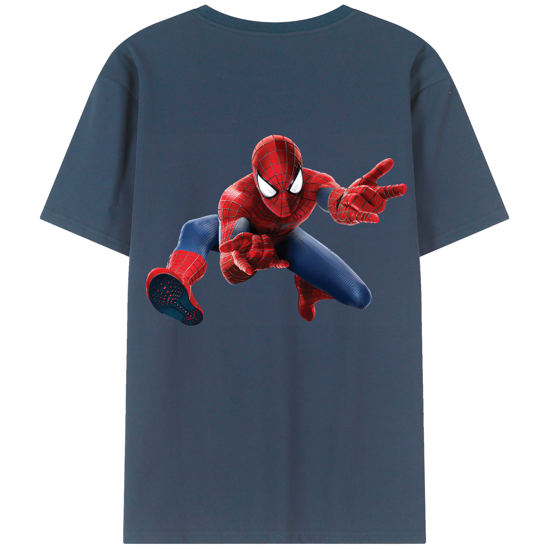 （画像用） Spider Man スパイダーマン 綿100％ メンズ半袖Tシャツ（バックプリント） 通気性