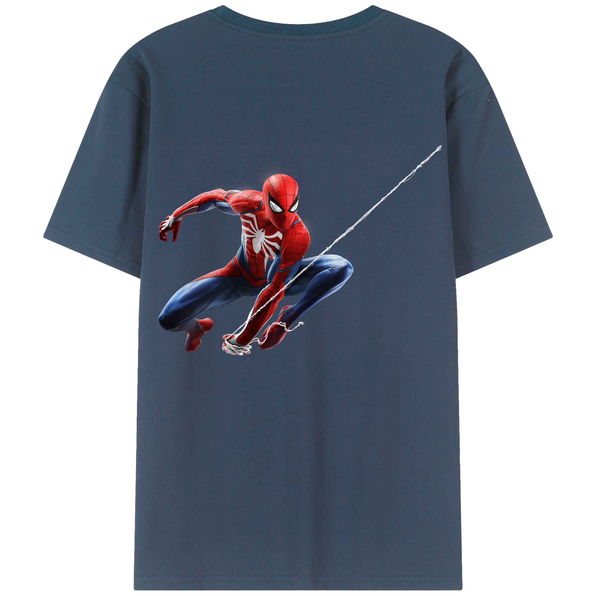 （画像用） Spider Man スパイダーマン 綿100％ メンズ半袖Tシャツ（バックプリント） 通気性