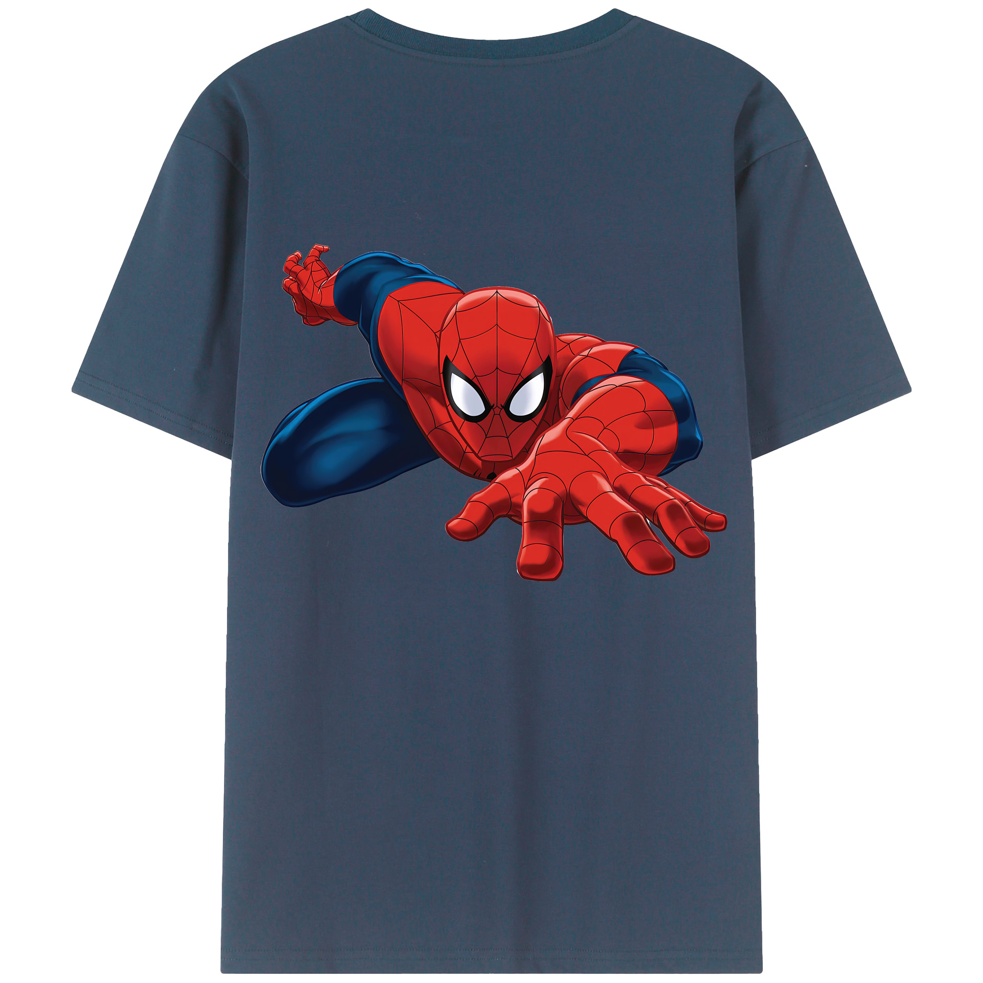 （画像用） Spider Man スパイダーマン 綿100％ メンズ半袖Tシャツ（バックプリント） 通気性
