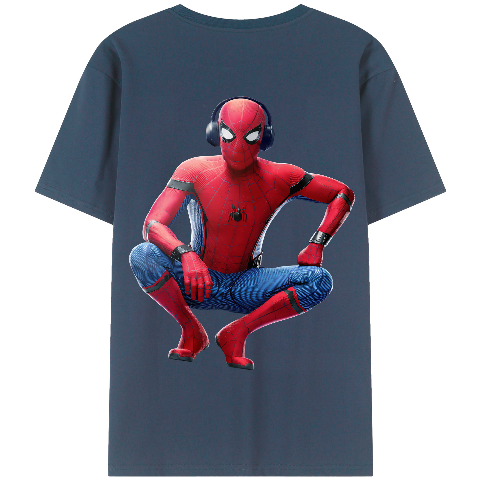 （画像用） Spider Man スパイダーマン 綿100％ メンズ半袖Tシャツ（バックプリント） 通気性