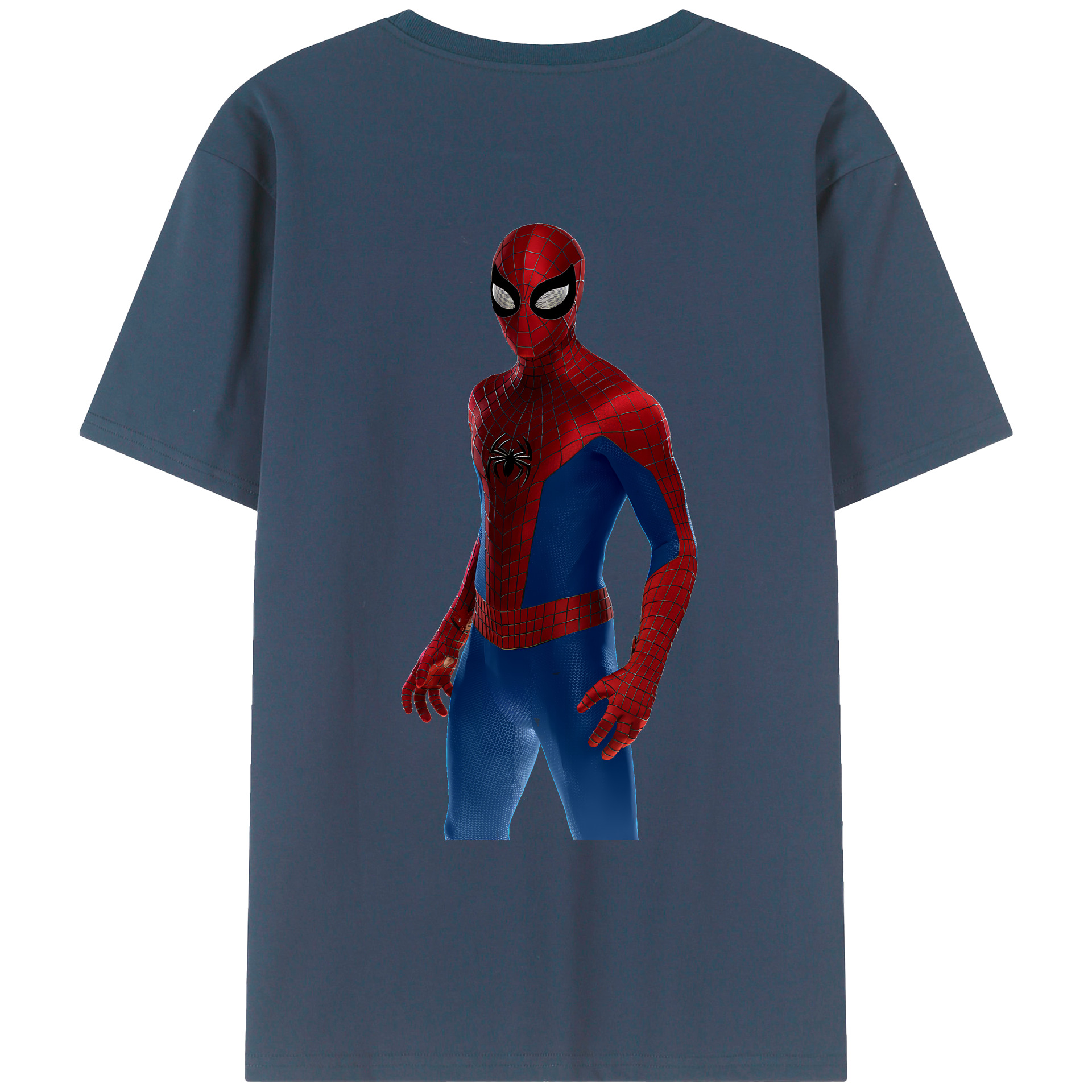 （画像用） Spider Man スパイダーマン 綿100％ メンズ半袖Tシャツ（バックプリント） 通気性