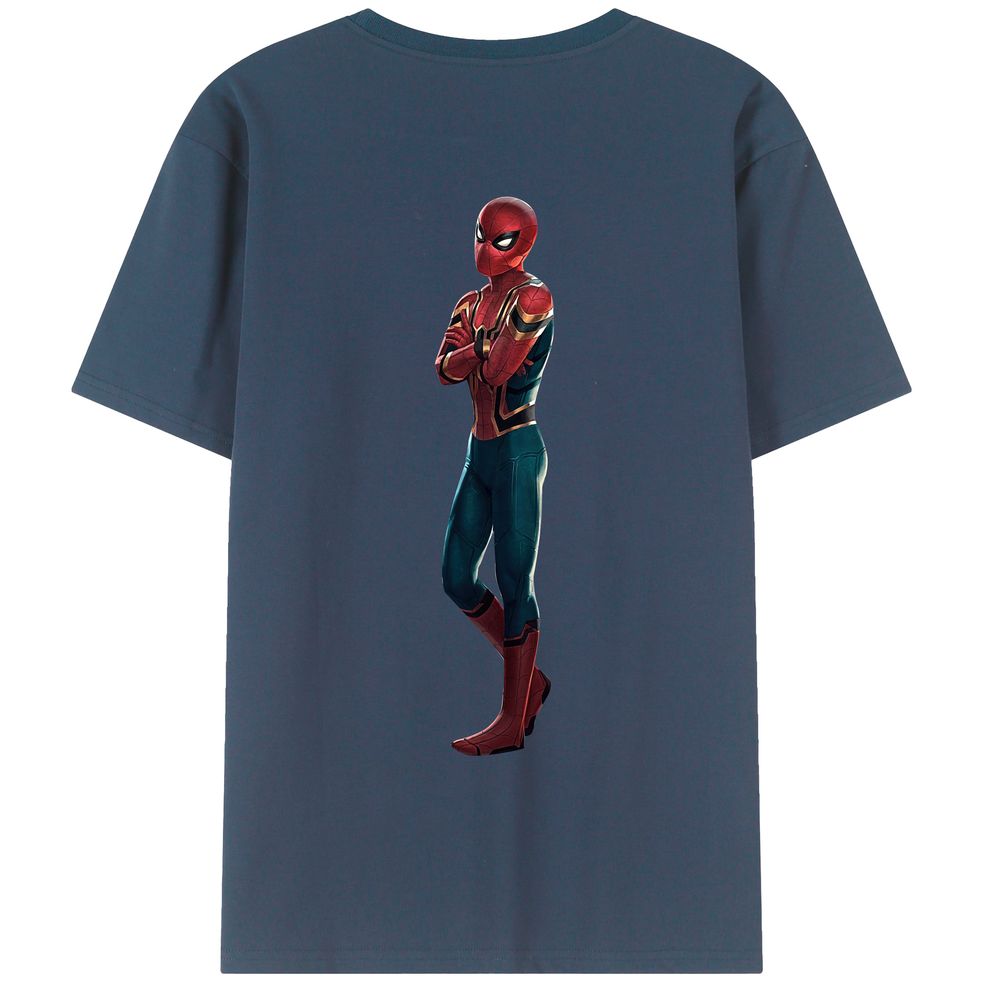 （画像用） Spider Man スパイダーマン 綿100％ メンズ半袖Tシャツ（バックプリント） 通気性