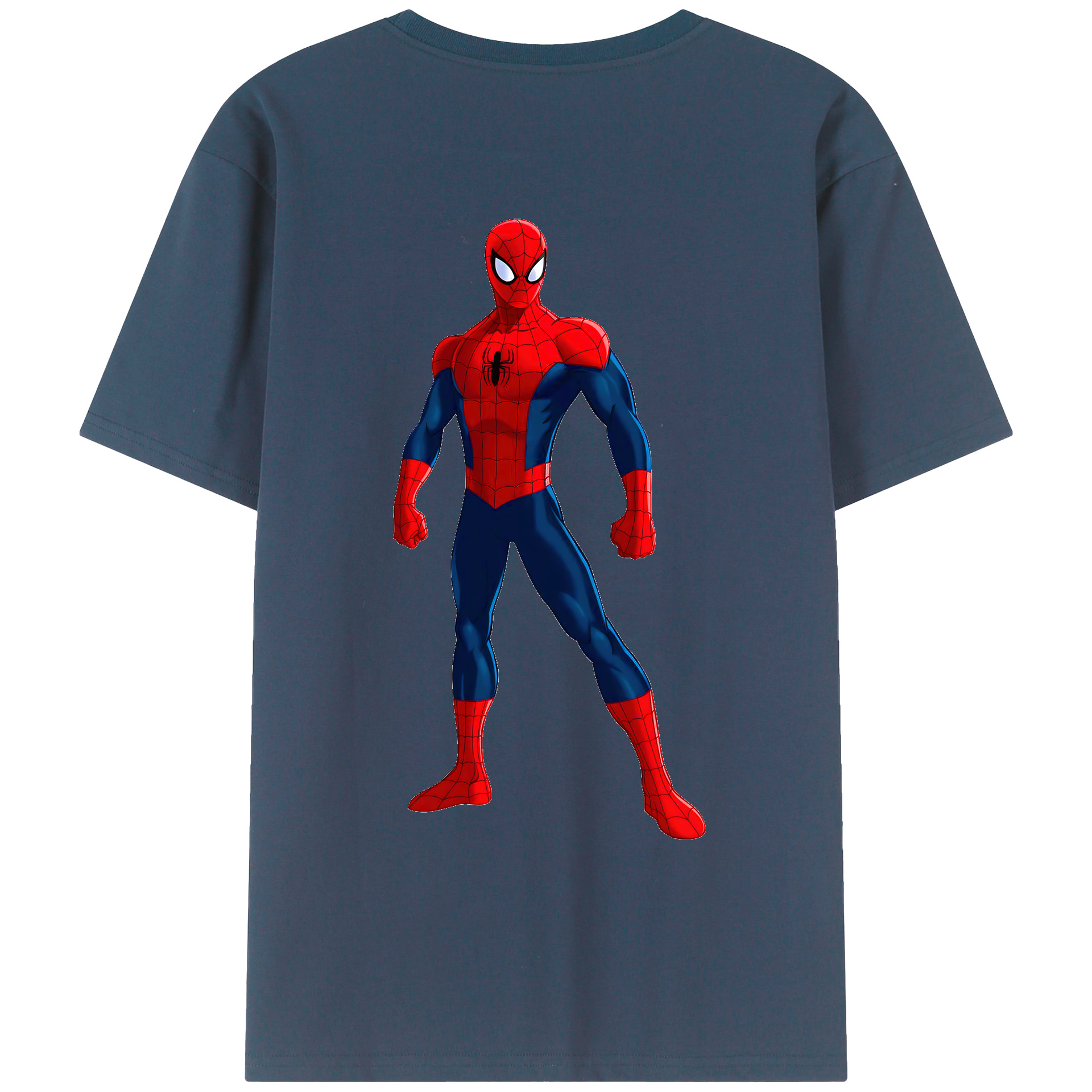 （画像用） Spider Man スパイダーマン 綿100％ メンズ半袖Tシャツ（バックプリント） 通気性