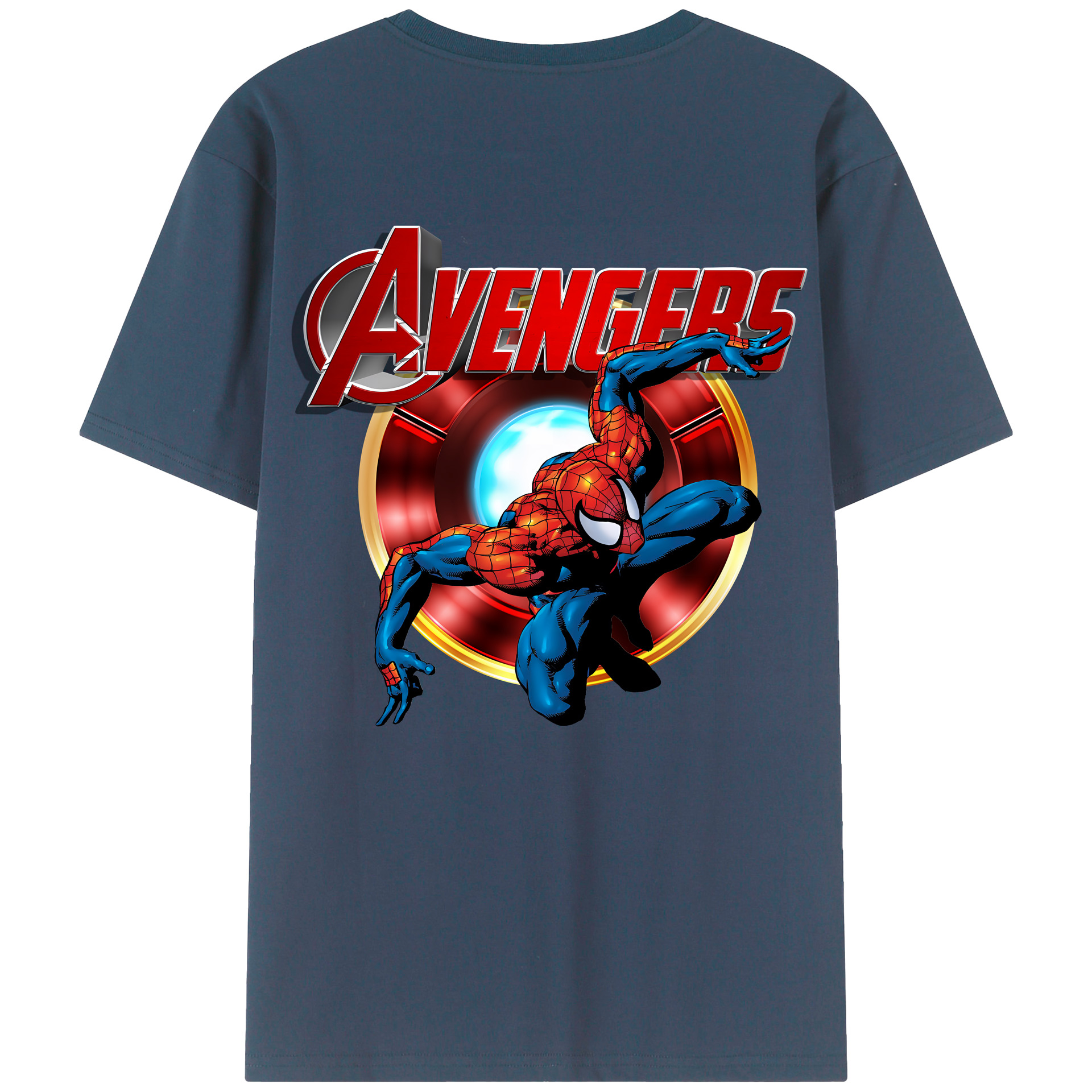 （画像用） Spider Man スパイダーマン 綿100％ メンズ半袖Tシャツ（バックプリント） 通気性