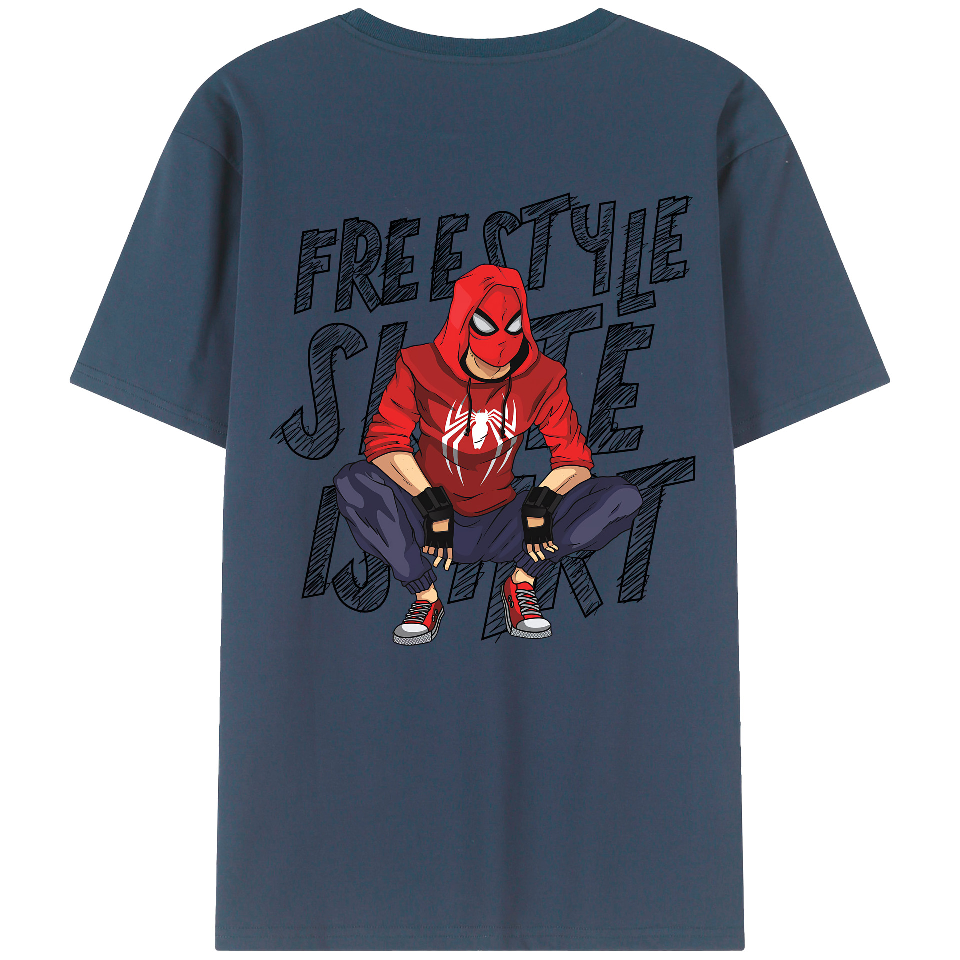 （画像用） Spider Man スパイダーマン 綿100％ メンズ半袖Tシャツ（バックプリント） 通気性