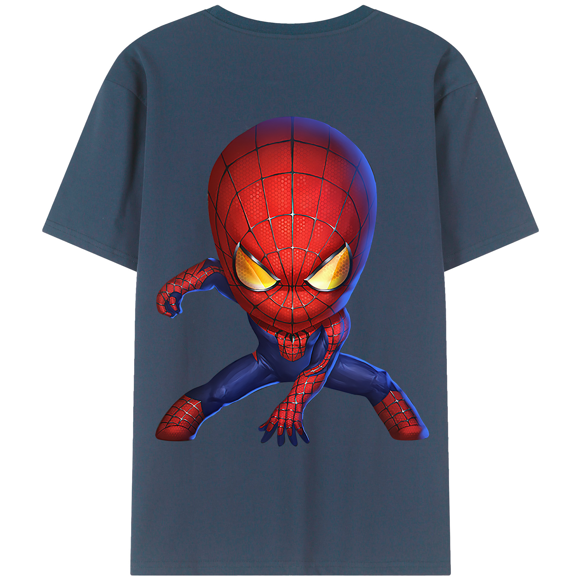（画像用） Spider Man スパイダーマン 綿100％ メンズ半袖Tシャツ（バックプリント） 通気性
