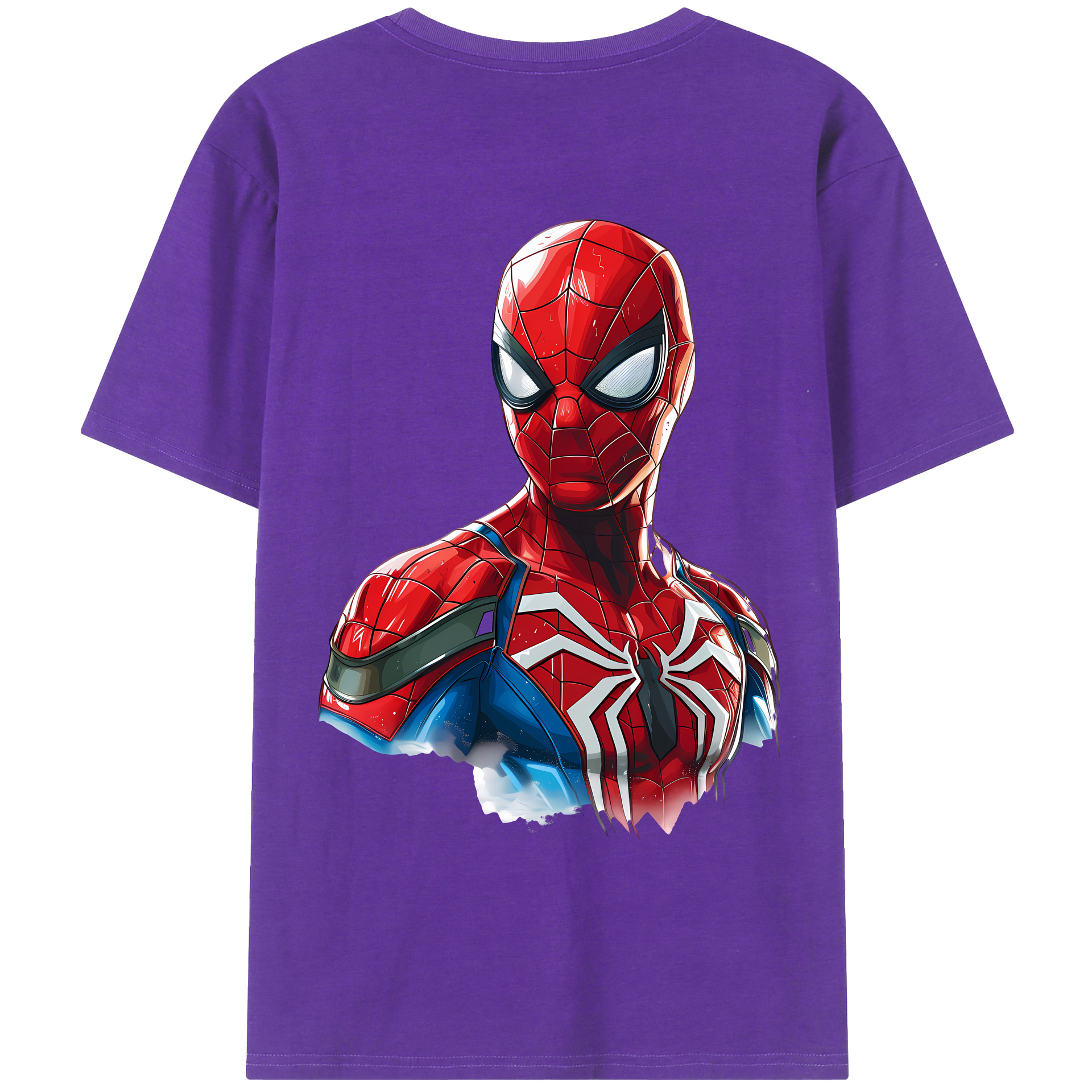 （画像用） Spider Man スパイダーマン 綿100％ メンズ半袖Tシャツ（バックプリント） 通気性