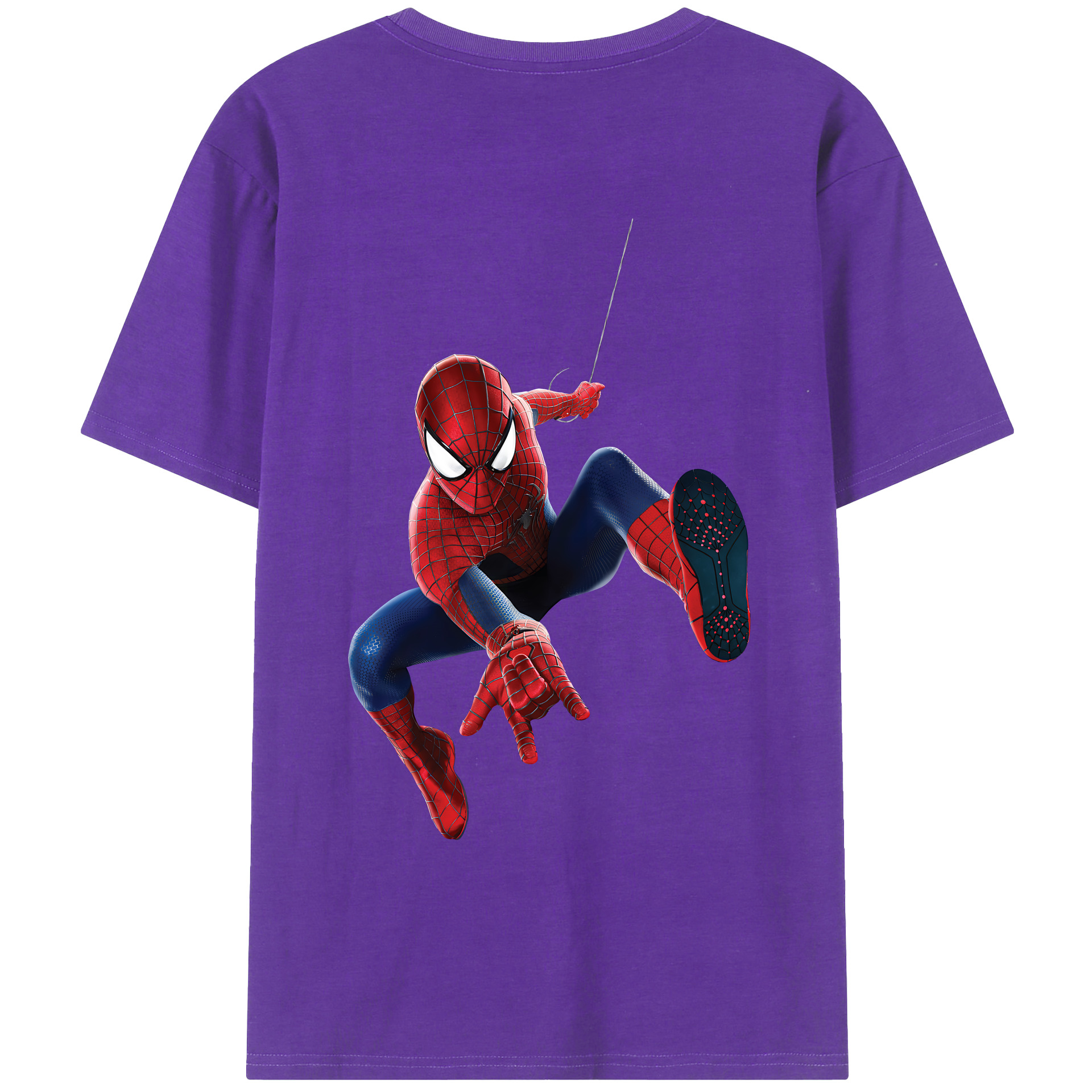 （画像用） Spider Man スパイダーマン 綿100％ メンズ半袖Tシャツ（バックプリント） 通気性
