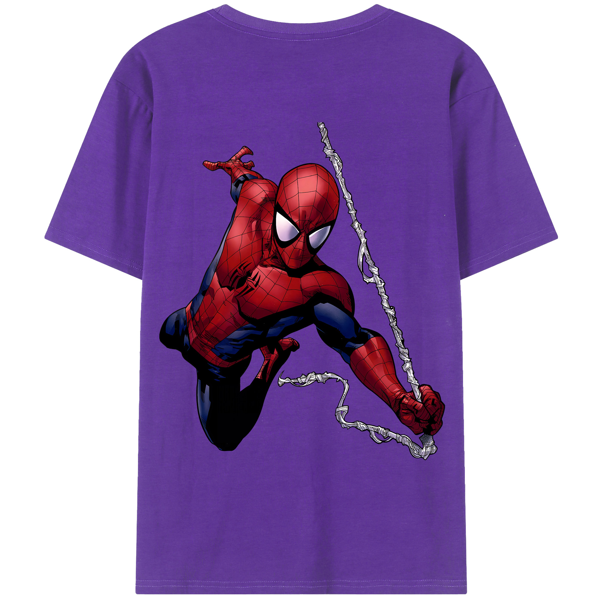 （画像用） Spider Man スパイダーマン 綿100％ メンズ半袖Tシャツ（バックプリント） 通気性