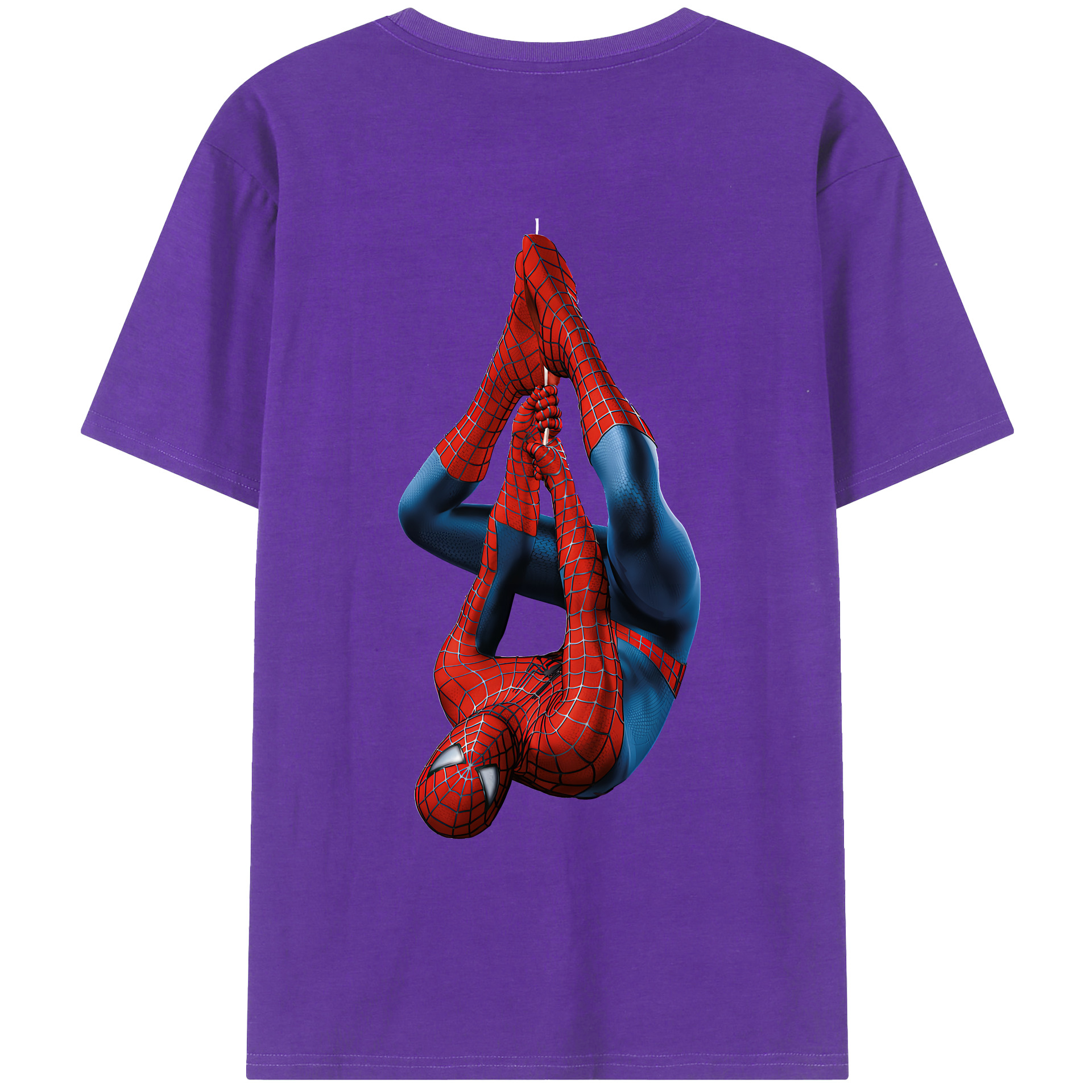 （画像用） Spider Man スパイダーマン 綿100％ メンズ半袖Tシャツ（バックプリント） 通気性
