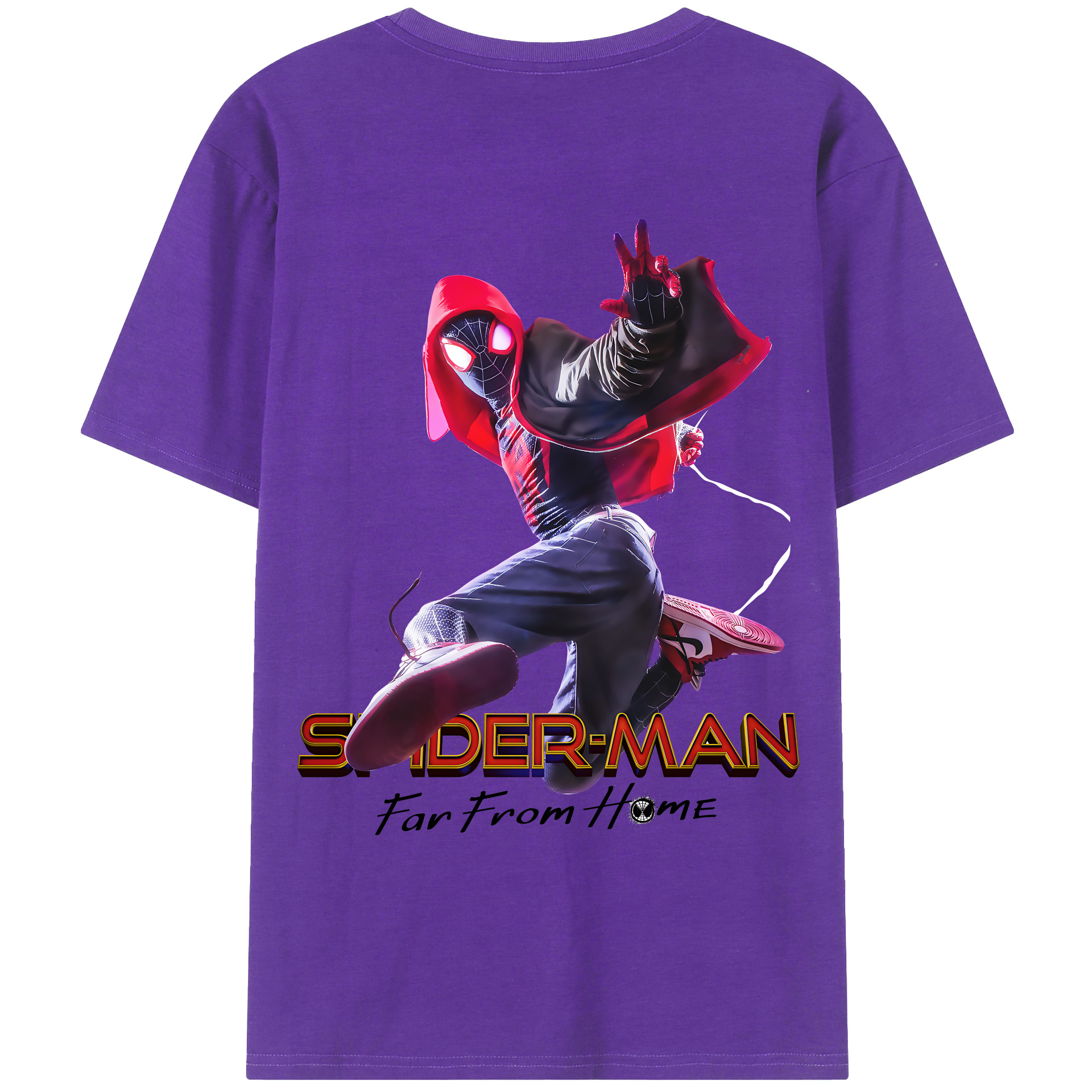 （画像用） Spider Man スパイダーマン 綿100％ メンズ半袖Tシャツ（バックプリント） 通気性