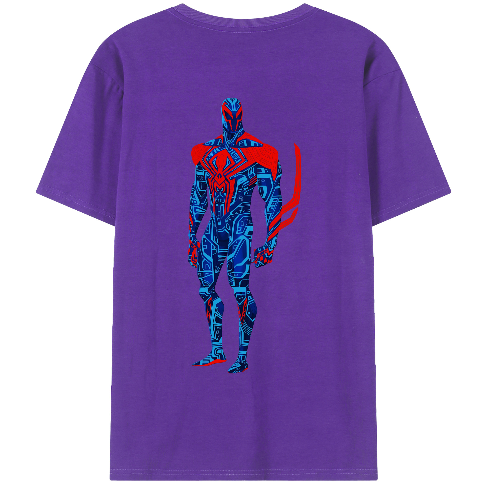 （画像用） Spider Man スパイダーマン 綿100％ メンズ半袖Tシャツ（バックプリント） 通気性