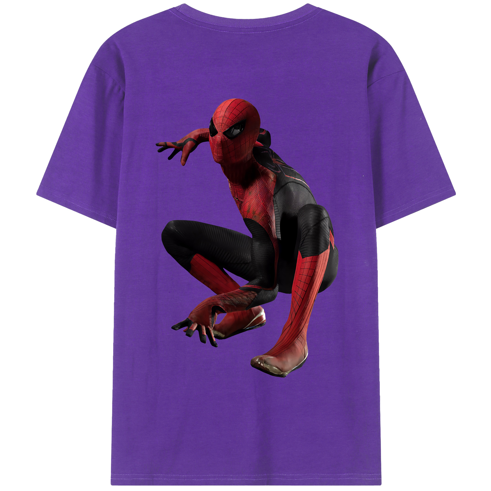 （画像用） Spider Man スパイダーマン 綿100％ メンズ半袖Tシャツ（バックプリント） 通気性