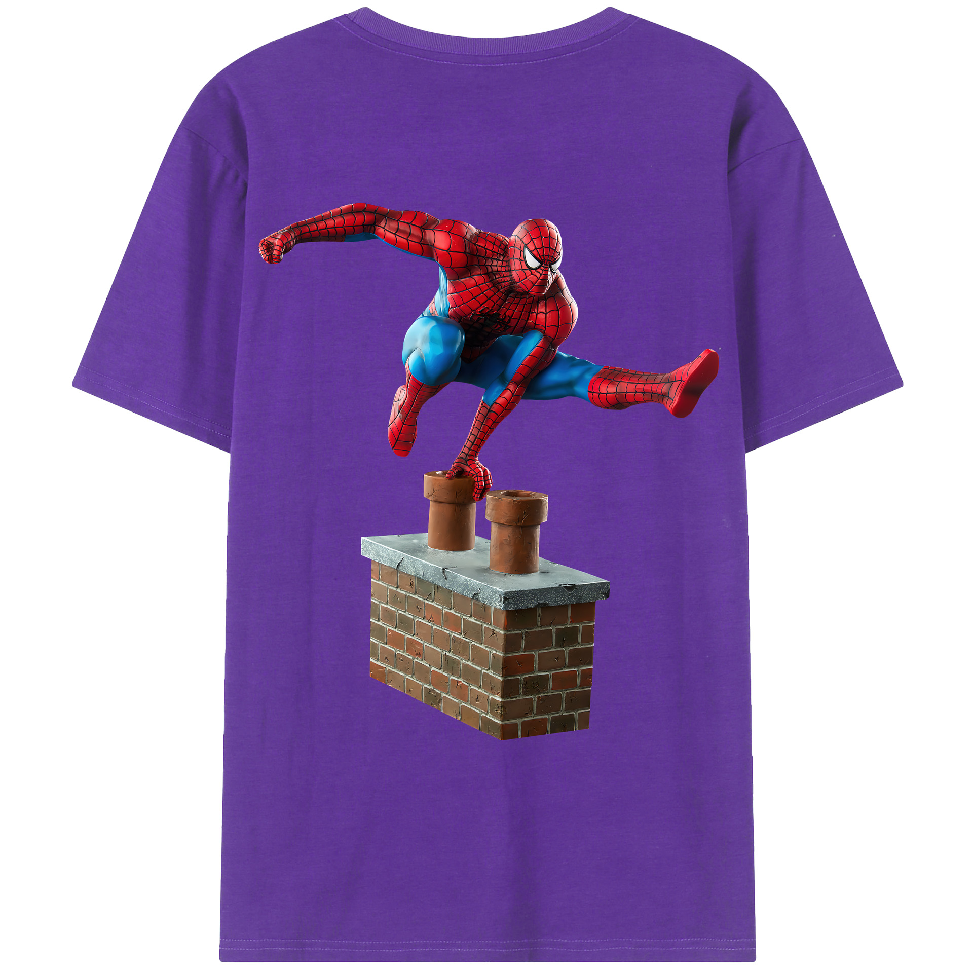 （画像用） Spider Man スパイダーマン 綿100％ メンズ半袖Tシャツ（バックプリント） 通気性