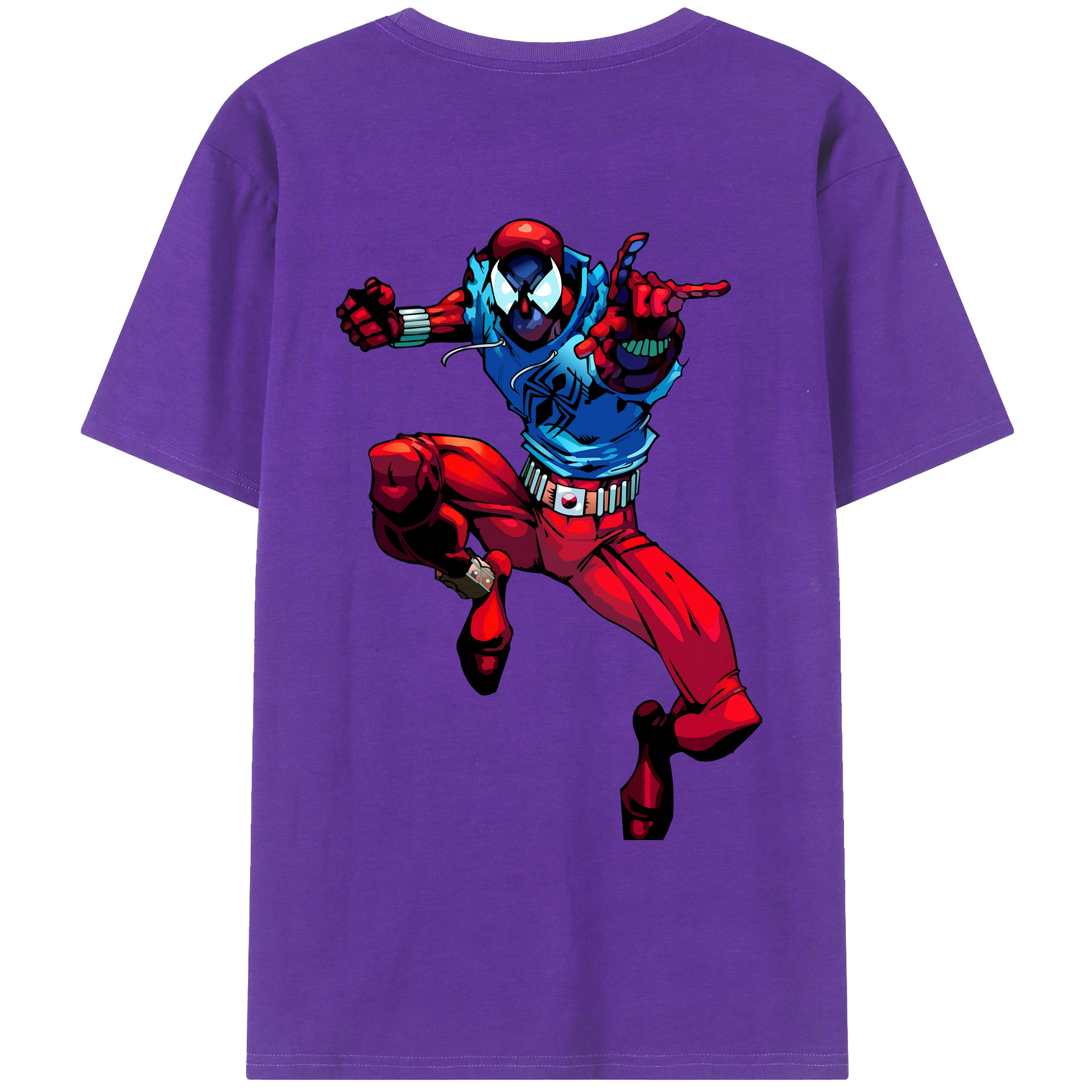 （画像用） Spider Man スパイダーマン 綿100％ メンズ半袖Tシャツ（バックプリント） 通気性