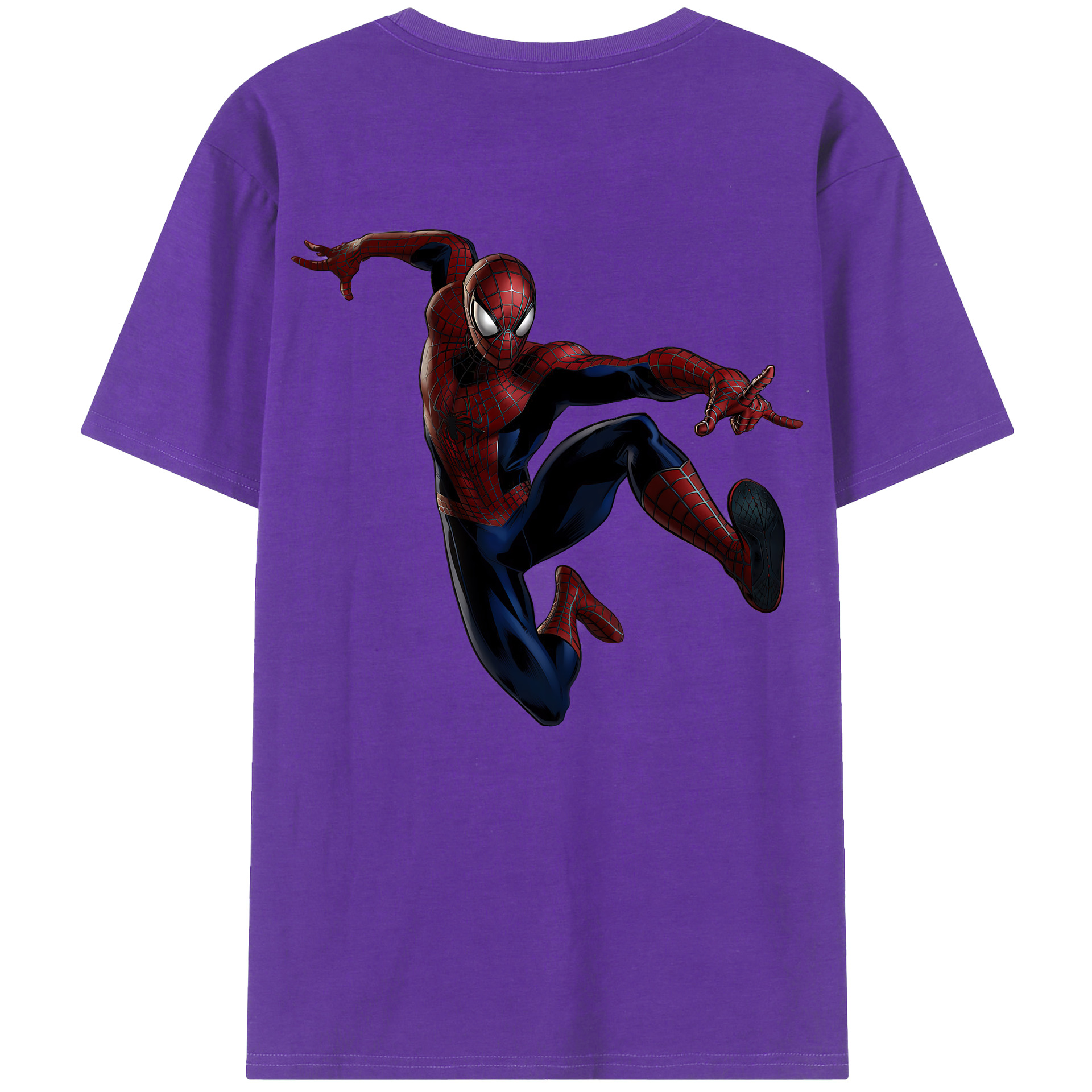 （画像用） Spider Man スパイダーマン 綿100％ メンズ半袖Tシャツ（バックプリント） 通気性