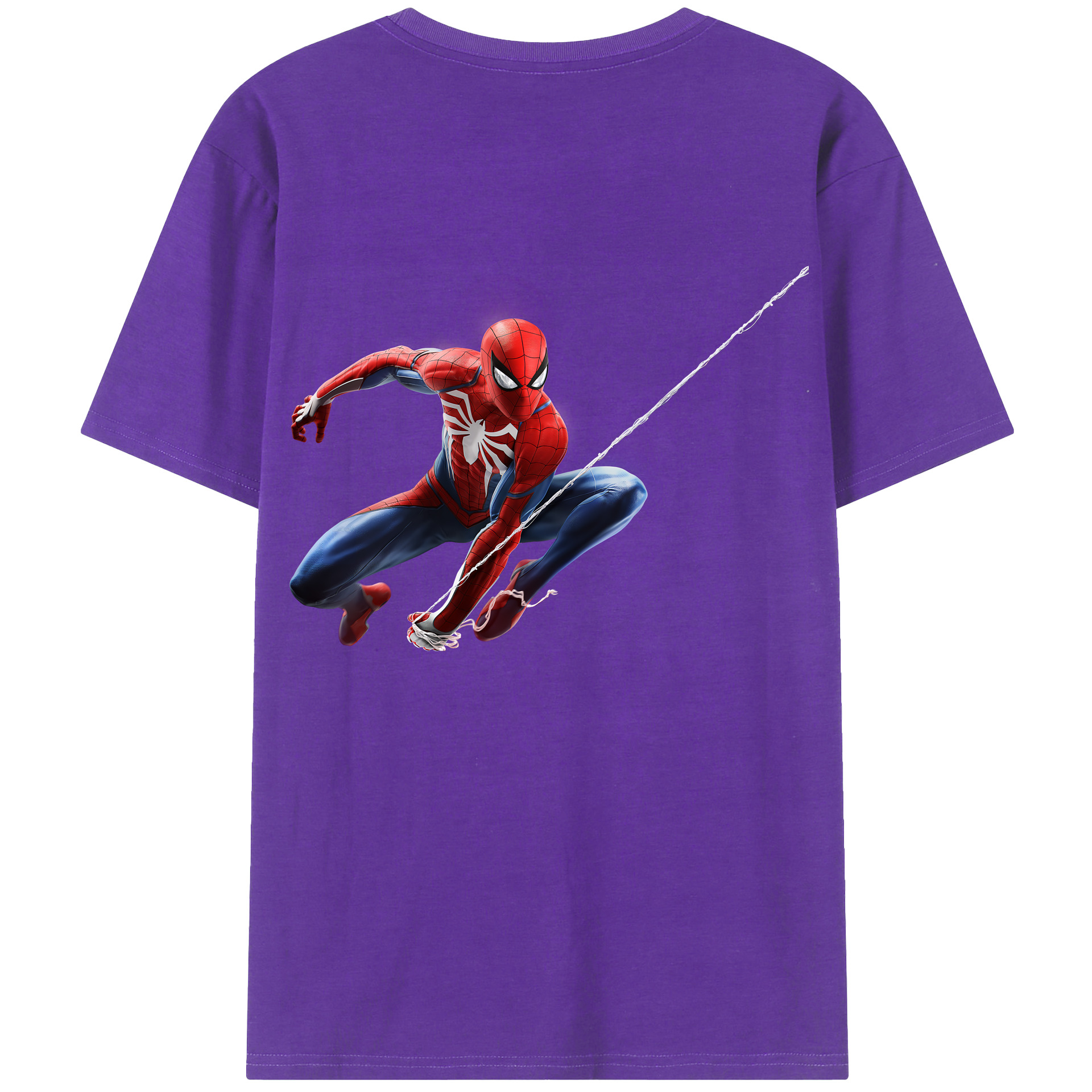 （画像用） Spider Man スパイダーマン 綿100％ メンズ半袖Tシャツ（バックプリント） 通気性