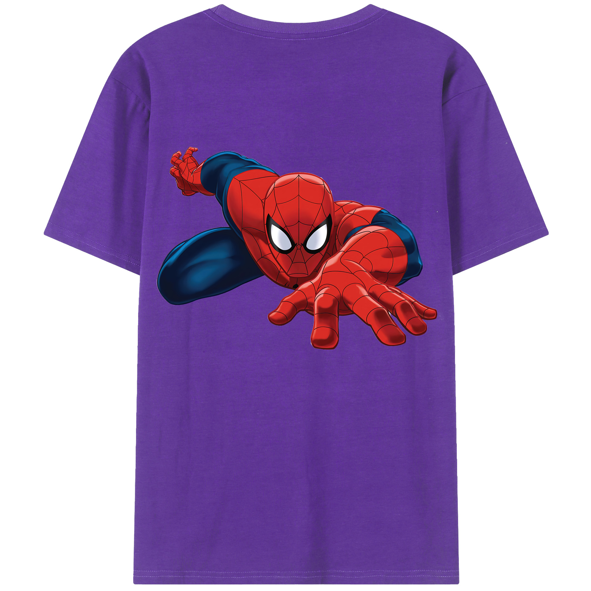 （画像用） Spider Man スパイダーマン 綿100％ メンズ半袖Tシャツ（バックプリント） 通気性