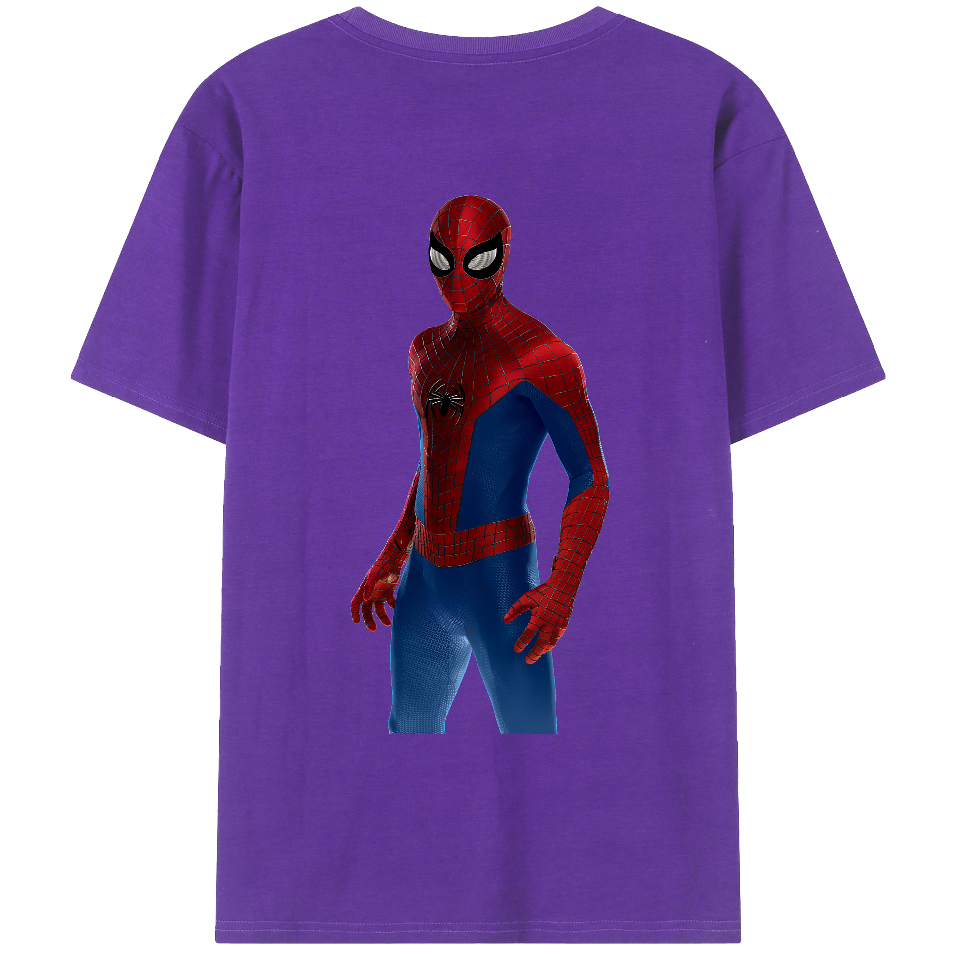 （画像用） Spider Man スパイダーマン 綿100％ メンズ半袖Tシャツ（バックプリント） 通気性