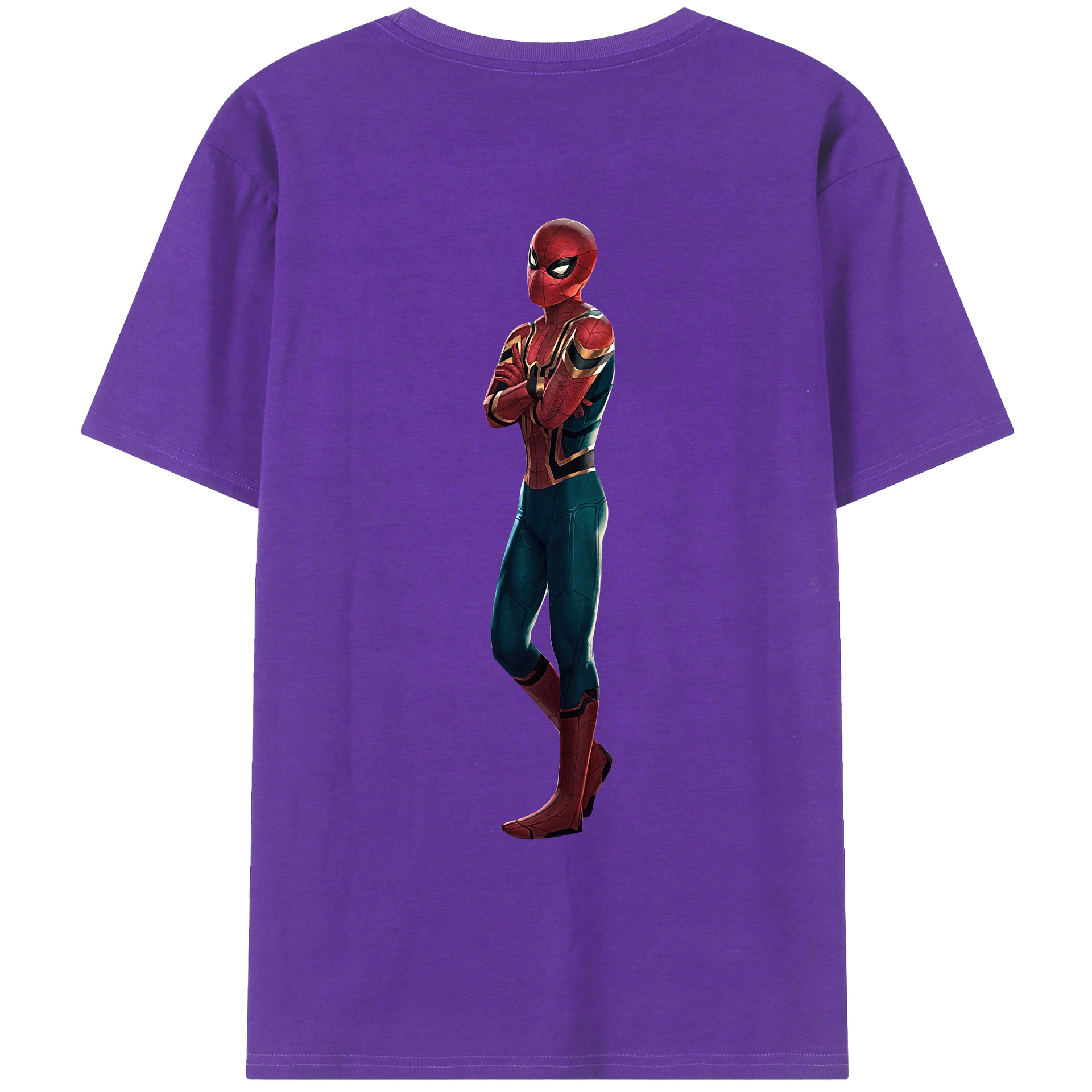 （画像用） Spider Man スパイダーマン 綿100％ メンズ半袖Tシャツ（バックプリント） 通気性