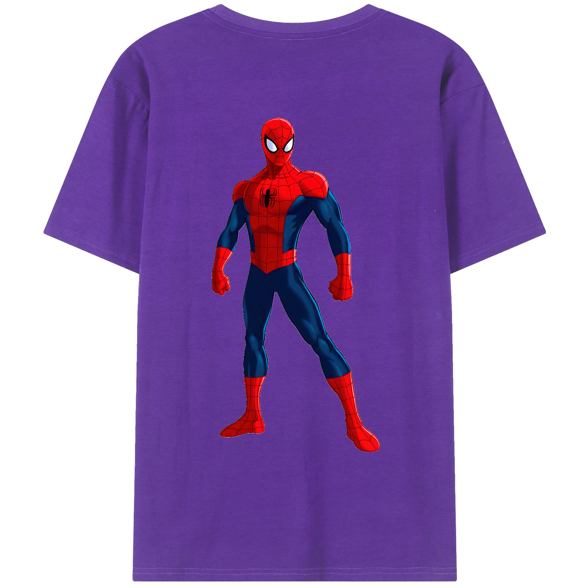 （画像用） Spider Man スパイダーマン 綿100％ メンズ半袖Tシャツ（バックプリント） 通気性
