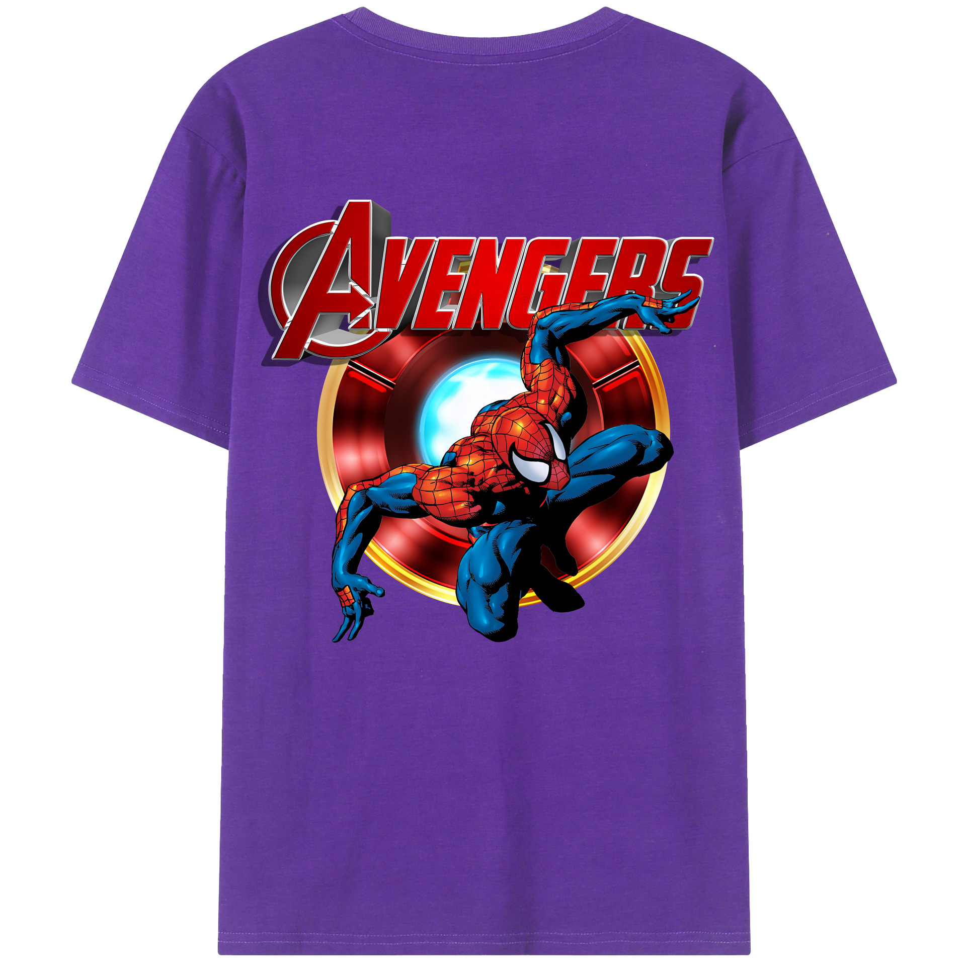 （画像用） Spider Man スパイダーマン 綿100％ メンズ半袖Tシャツ（バックプリント） 通気性