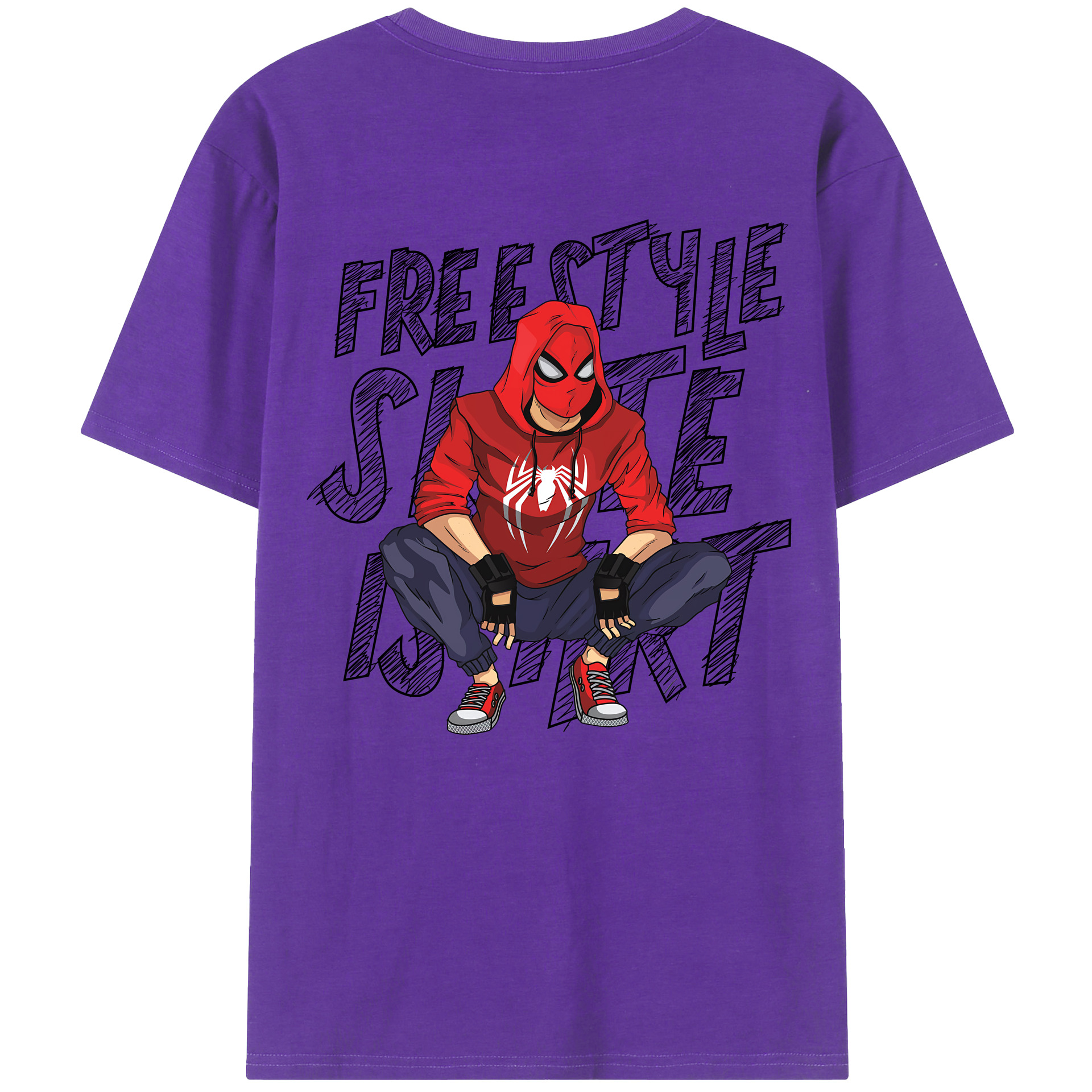 （画像用） Spider Man スパイダーマン 綿100％ メンズ半袖Tシャツ（バックプリント） 通気性