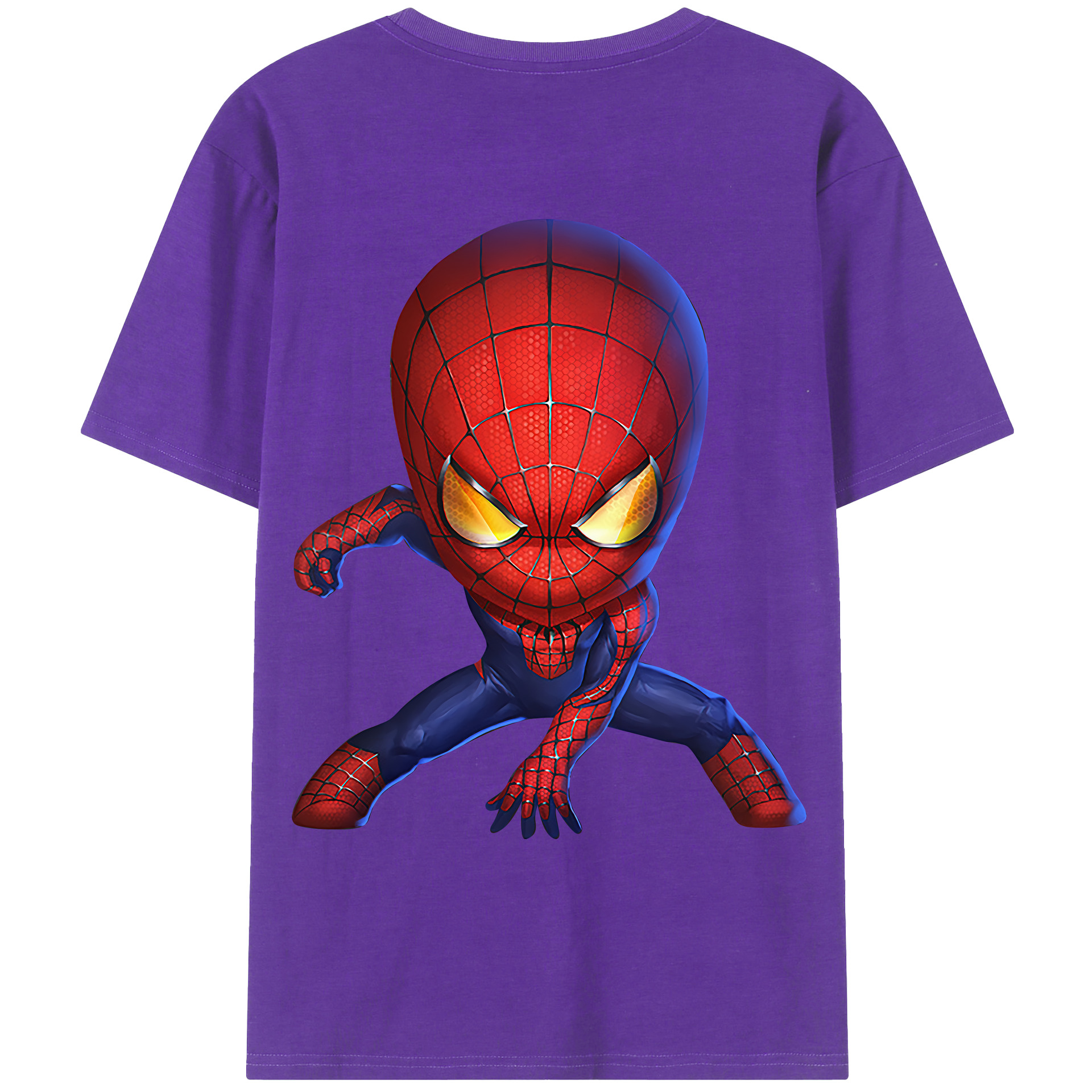 （画像用） Spider Man スパイダーマン 綿100％ メンズ半袖Tシャツ（バックプリント） 通気性