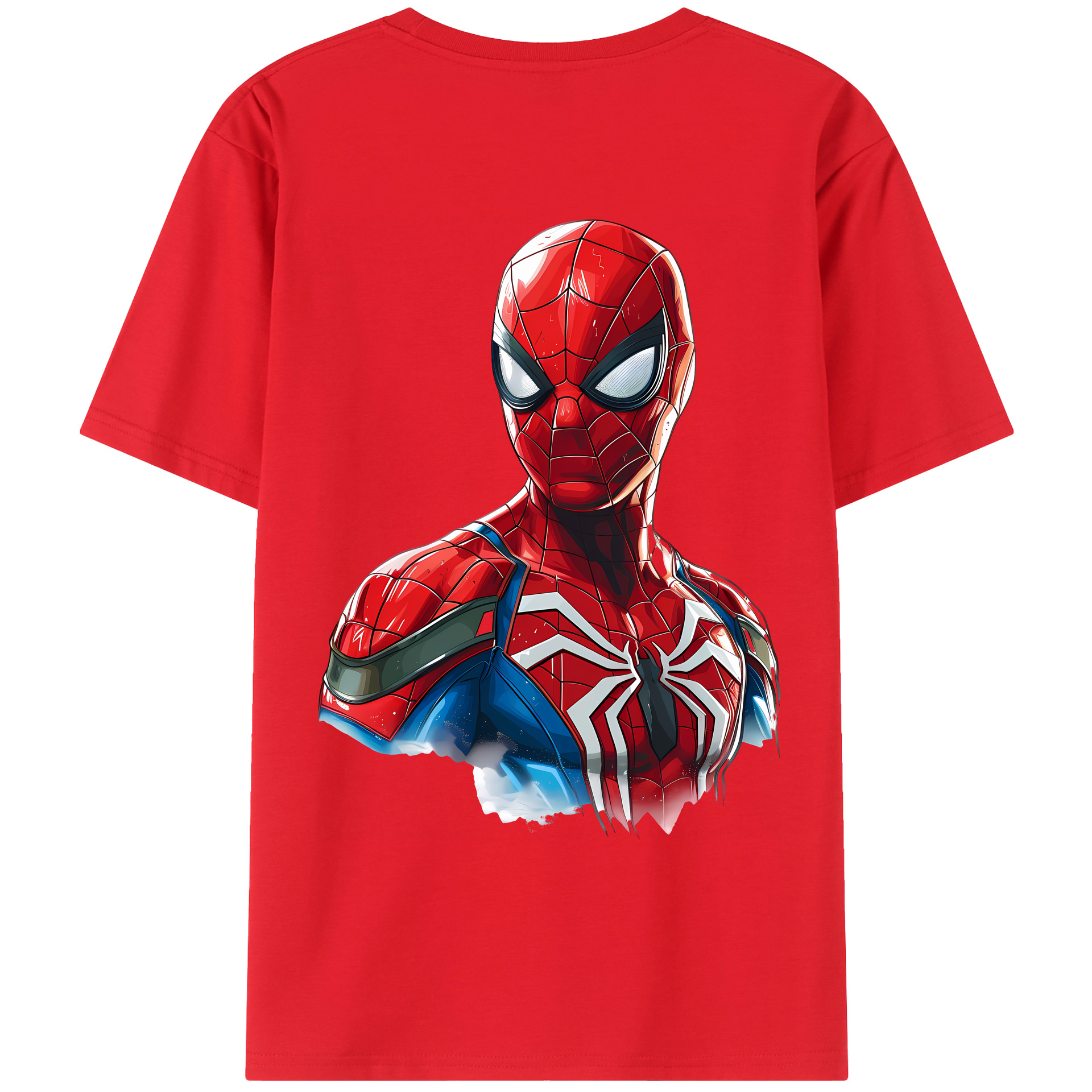 （画像用） Spider Man スパイダーマン 綿100％ メンズ半袖Tシャツ（バックプリント） 通気性