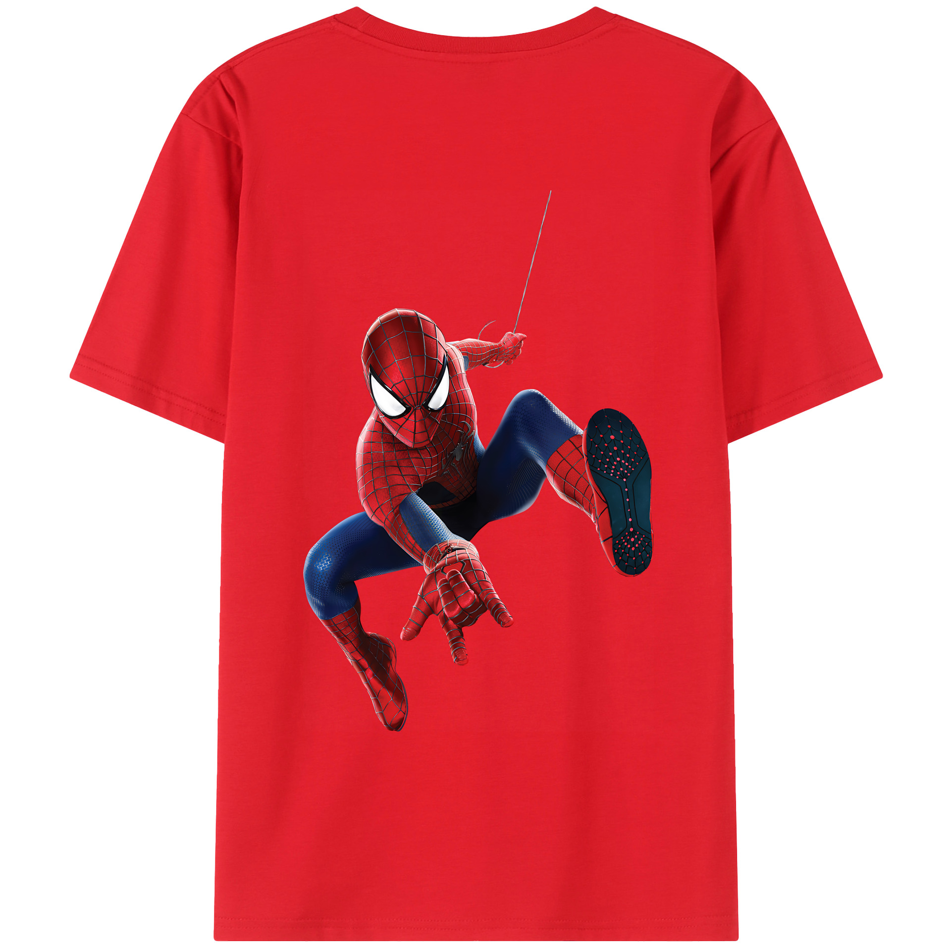（画像用） Spider Man スパイダーマン 綿100％ メンズ半袖Tシャツ（バックプリント） 通気性