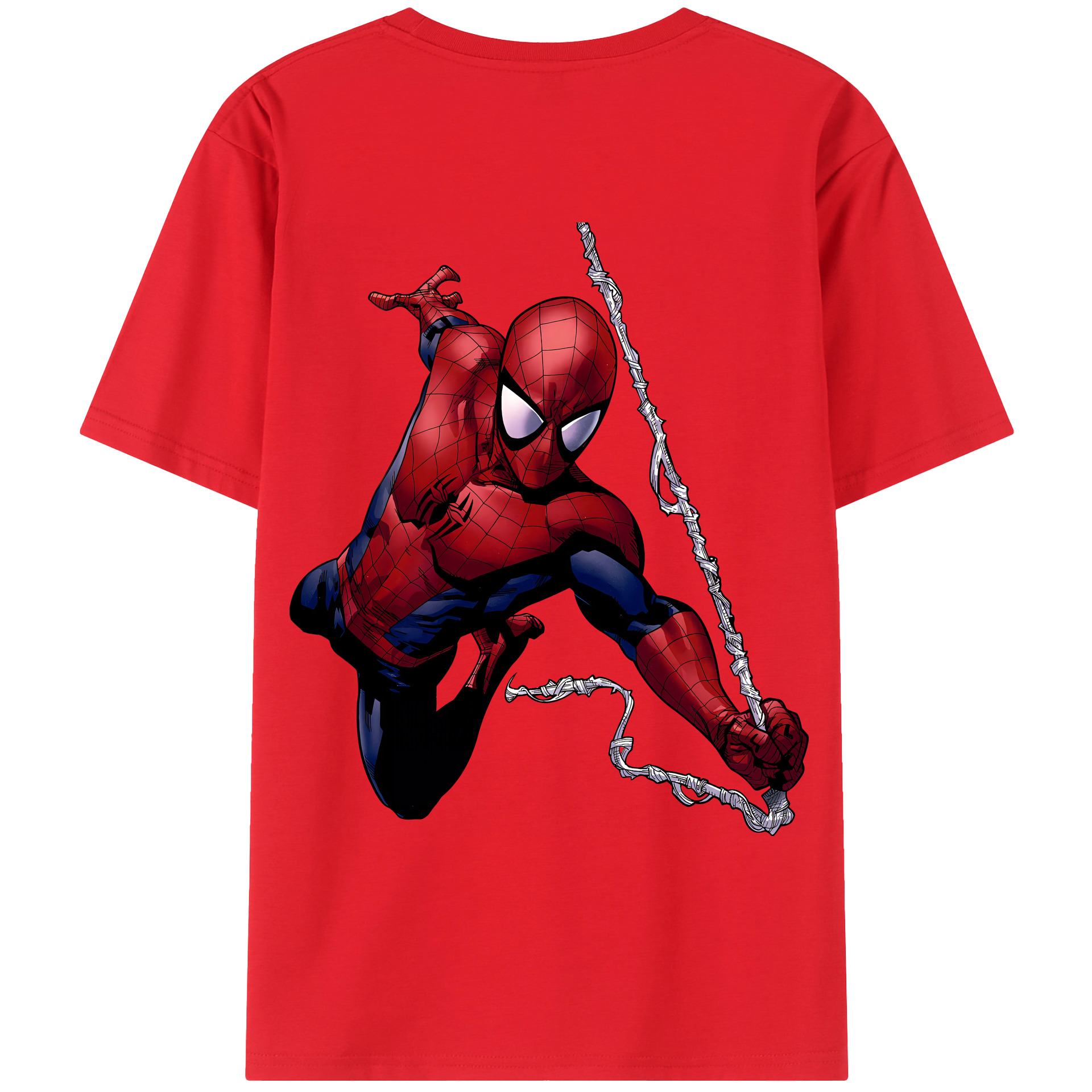 （画像用） Spider Man スパイダーマン 綿100％ メンズ半袖Tシャツ（バックプリント） 通気性
