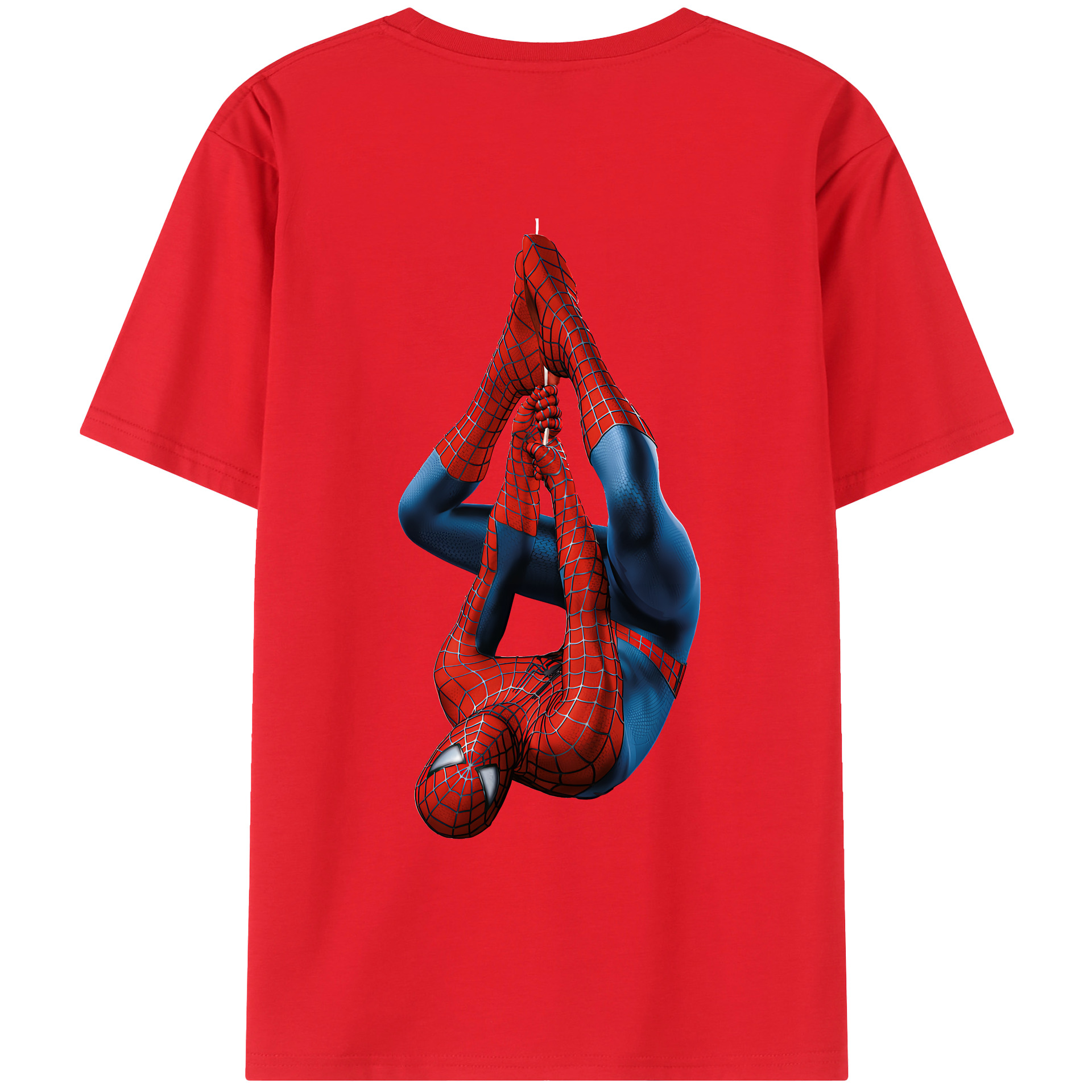 （画像用） Spider Man スパイダーマン 綿100％ メンズ半袖Tシャツ（バックプリント） 通気性