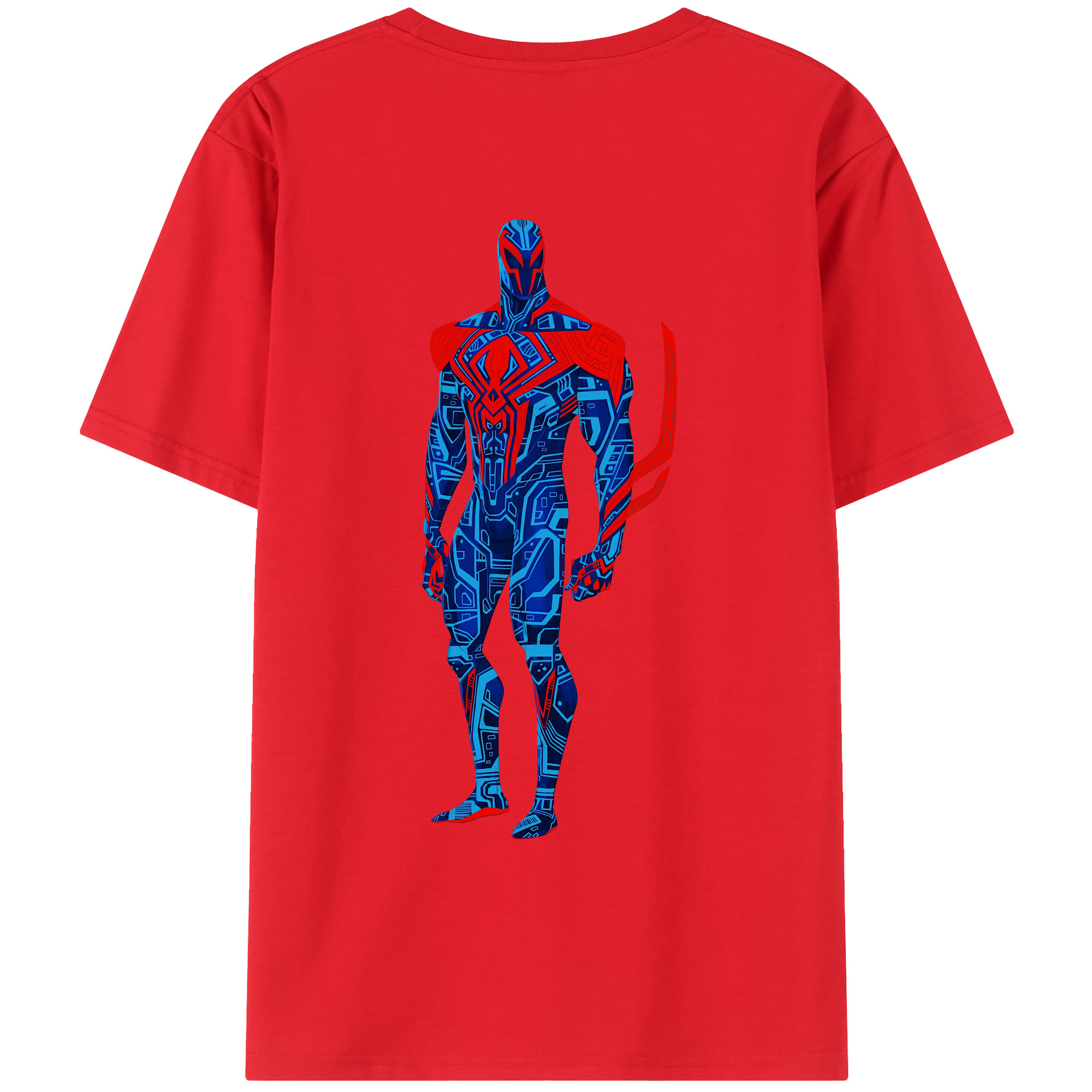 （画像用） Spider Man スパイダーマン 綿100％ メンズ半袖Tシャツ（バックプリント） 通気性