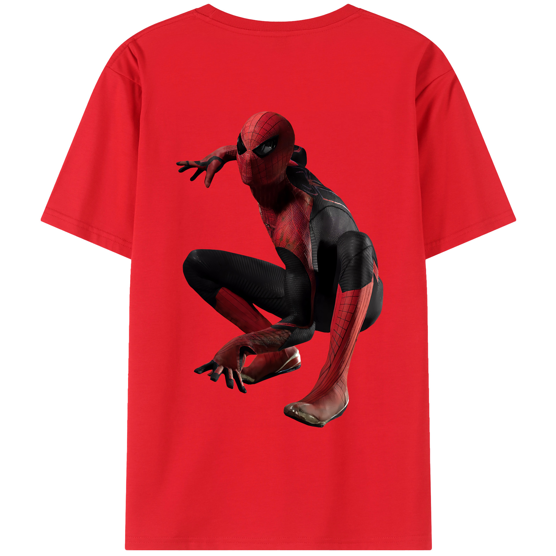（画像用） Spider Man スパイダーマン 綿100％ メンズ半袖Tシャツ（バックプリント） 通気性