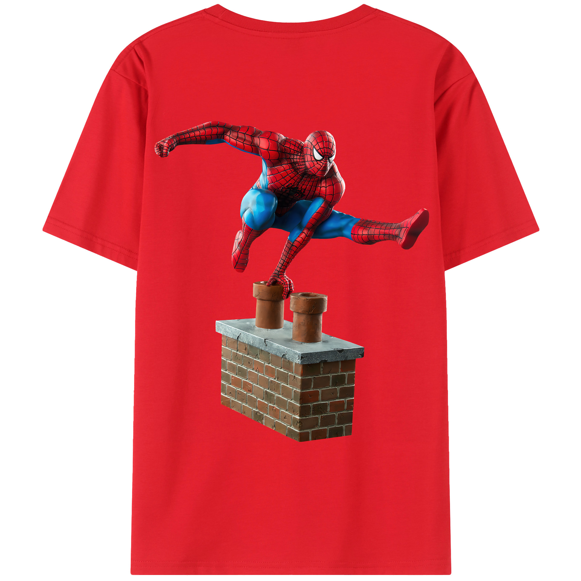 （画像用） Spider Man スパイダーマン 綿100％ メンズ半袖Tシャツ（バックプリント） 通気性