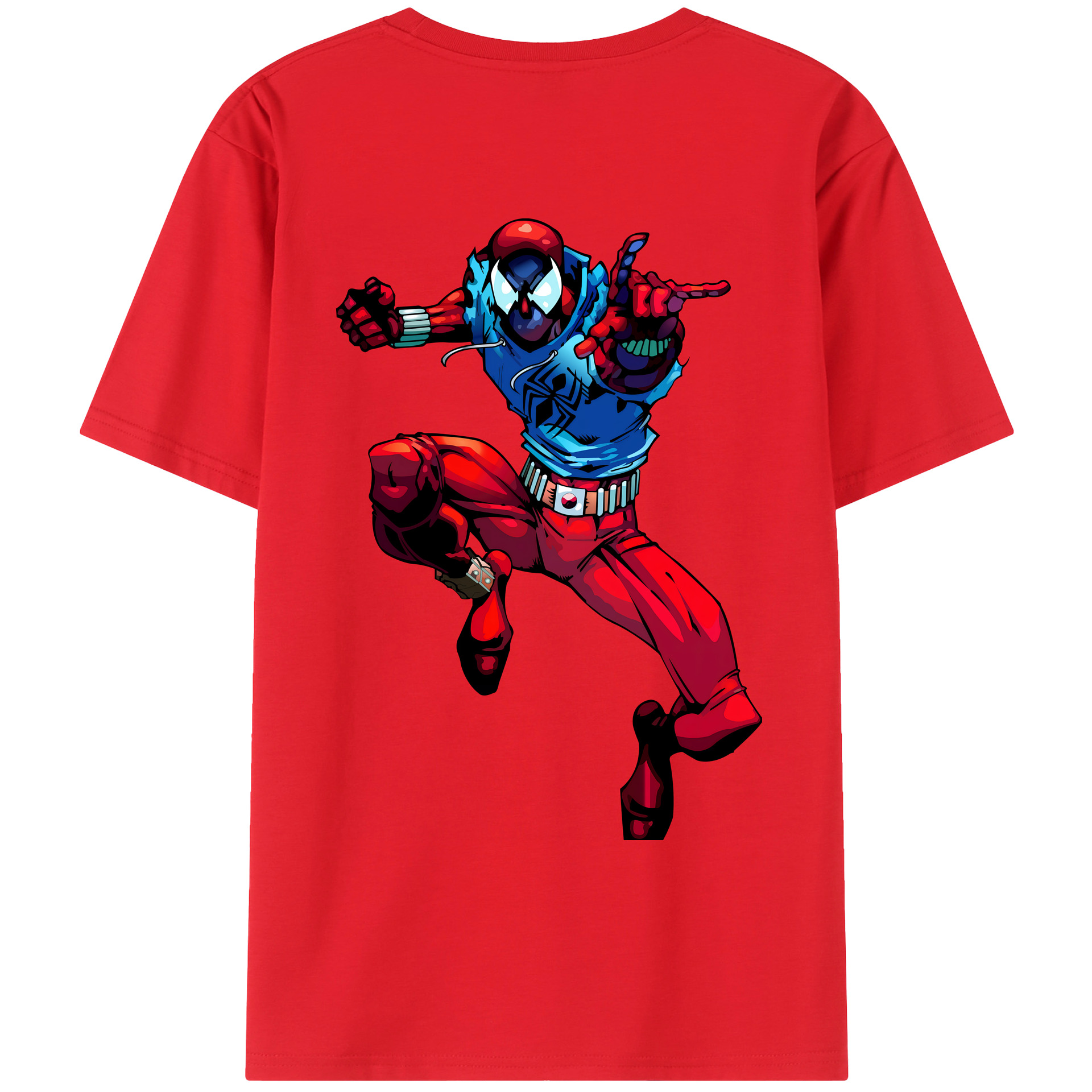（画像用） Spider Man スパイダーマン 綿100％ メンズ半袖Tシャツ（バックプリント） 通気性
