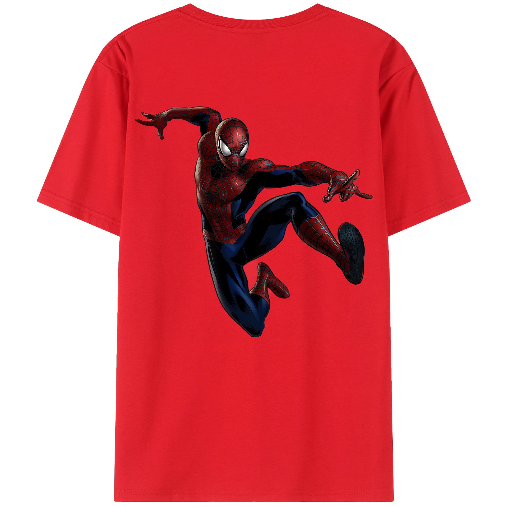 （画像用） Spider Man スパイダーマン 綿100％ メンズ半袖Tシャツ（バックプリント） 通気性