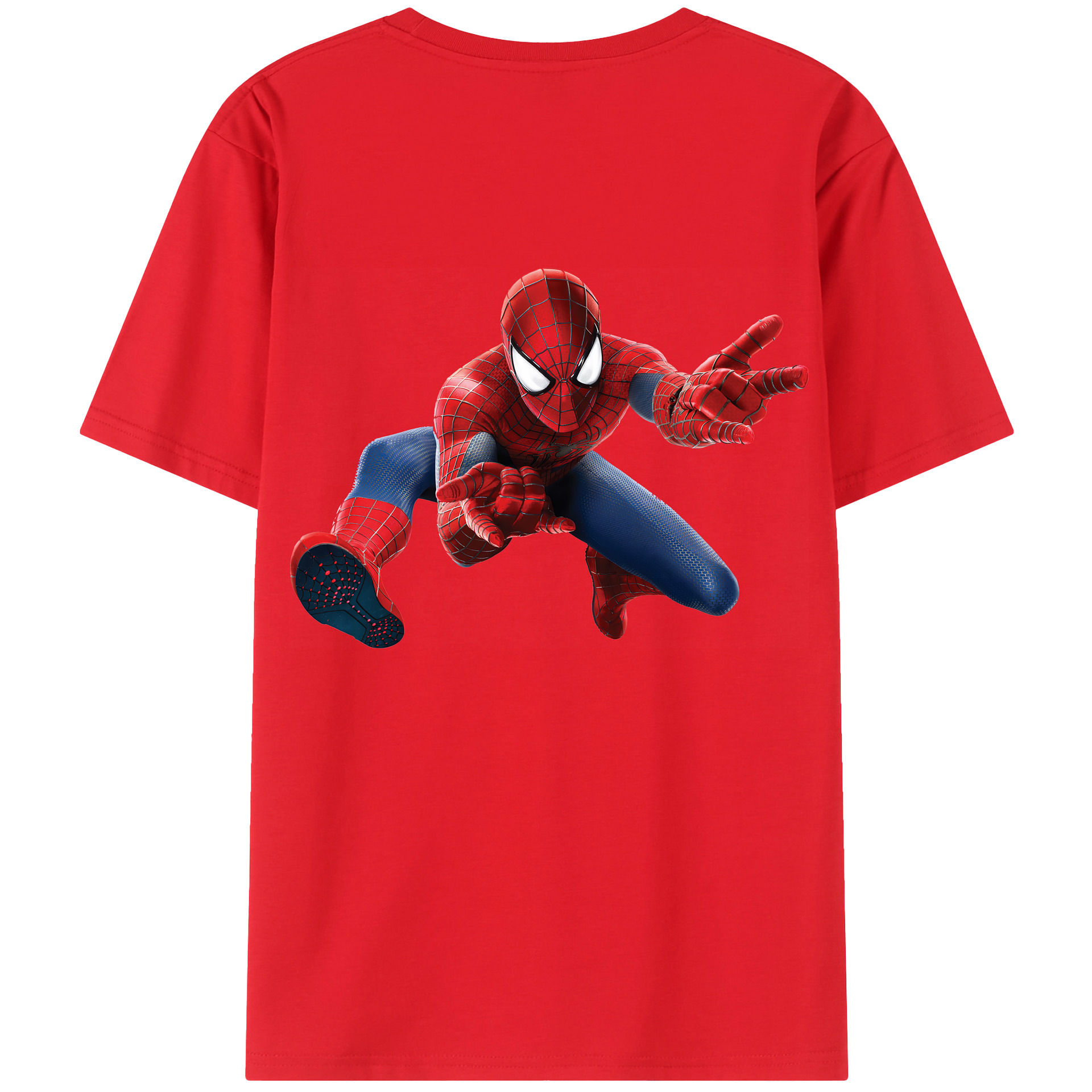 （画像用） Spider Man スパイダーマン 綿100％ メンズ半袖Tシャツ（バックプリント） 通気性