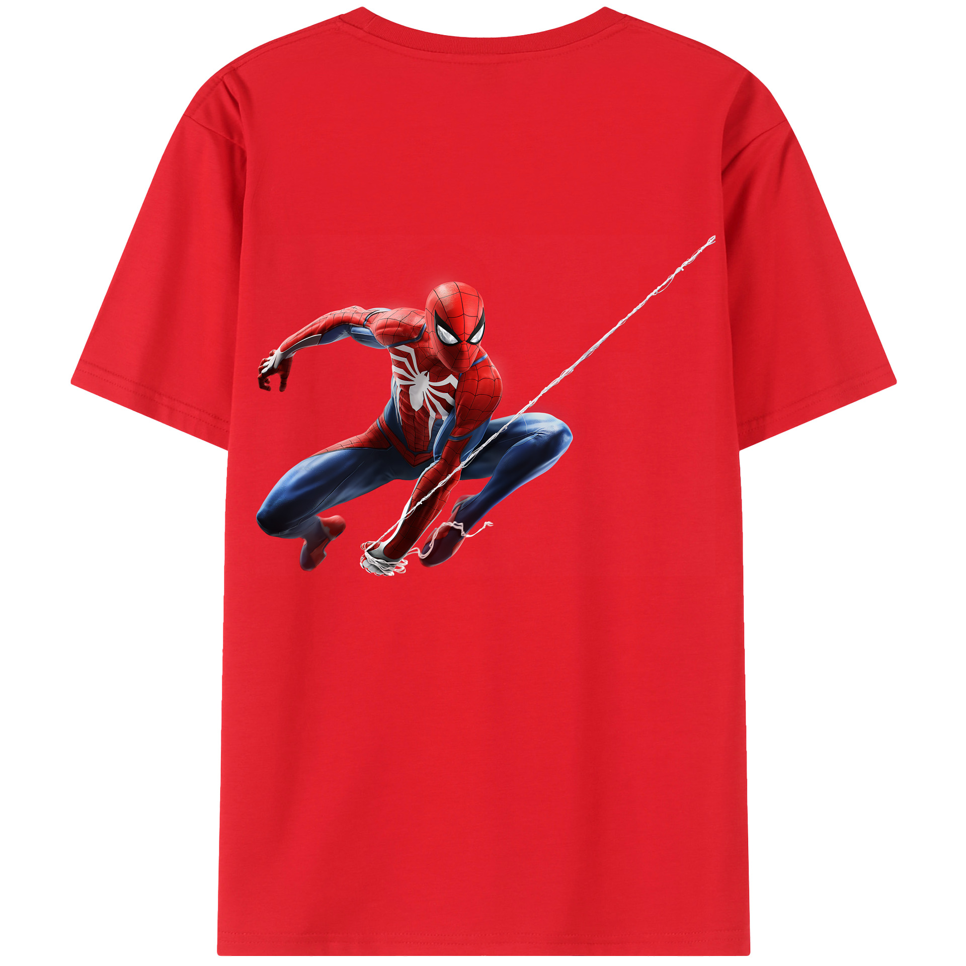 （画像用） Spider Man スパイダーマン 綿100％ メンズ半袖Tシャツ（バックプリント） 通気性