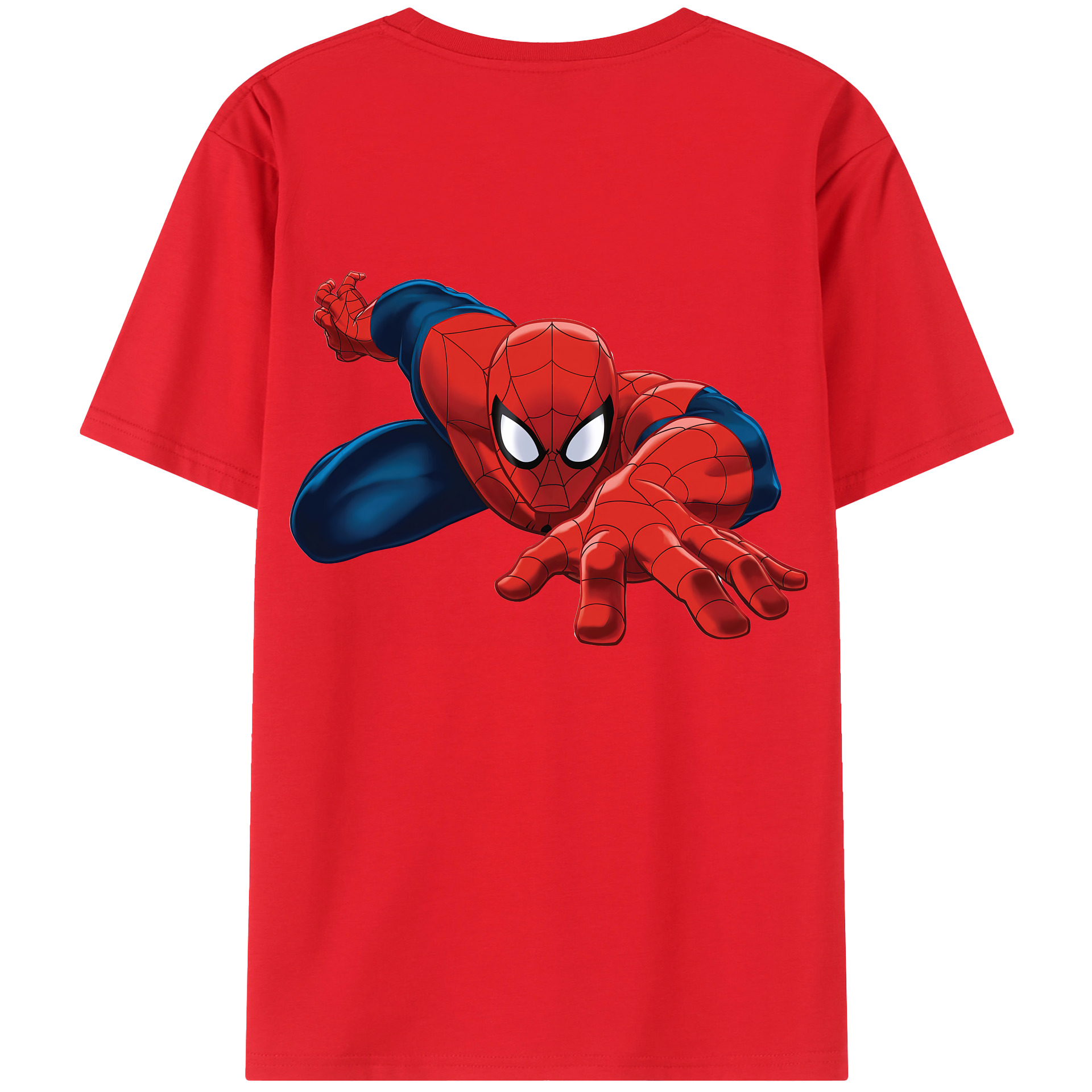 （画像用） Spider Man スパイダーマン 綿100％ メンズ半袖Tシャツ（バックプリント） 通気性
