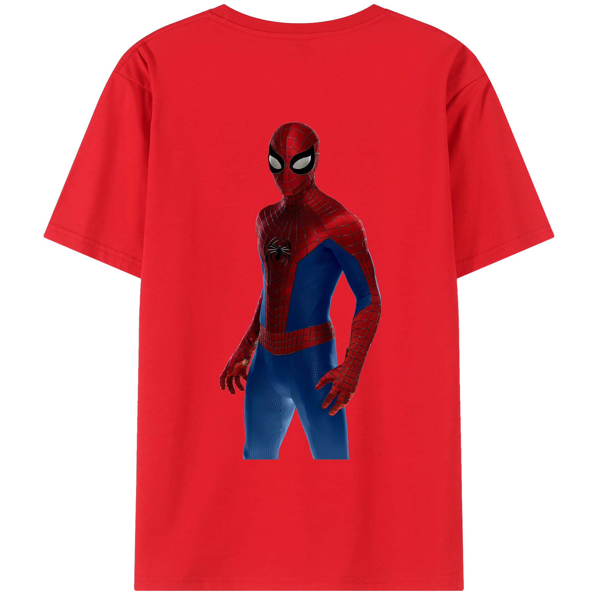 （画像用） Spider Man スパイダーマン 綿100％ メンズ半袖Tシャツ（バックプリント） 通気性