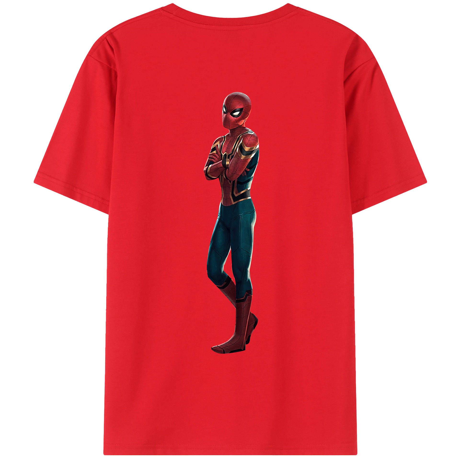 （画像用） Spider Man スパイダーマン 綿100％ メンズ半袖Tシャツ（バックプリント） 通気性