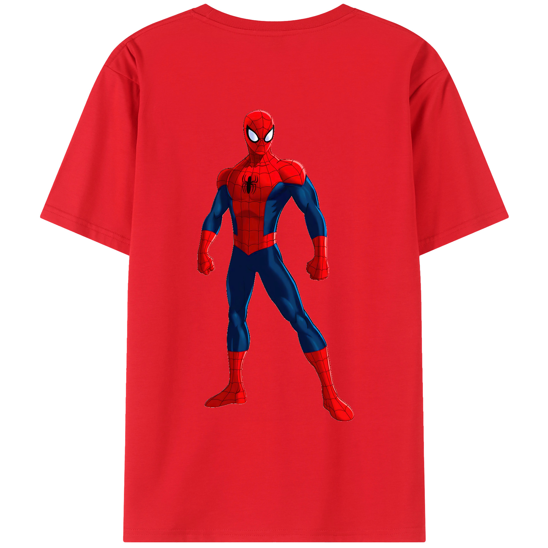 （画像用） Spider Man スパイダーマン 綿100％ メンズ半袖Tシャツ（バックプリント） 通気性