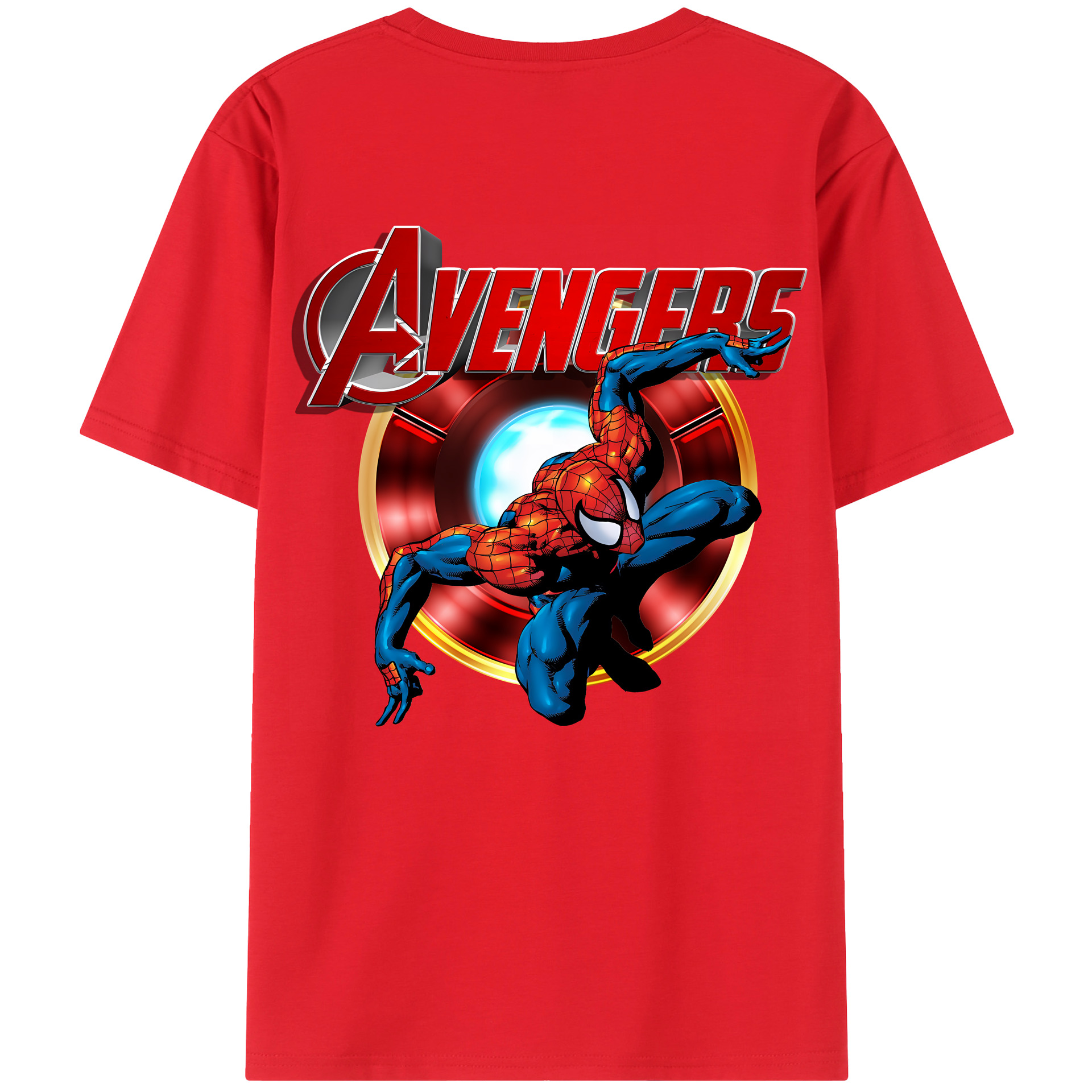 （画像用） Spider Man スパイダーマン 綿100％ メンズ半袖Tシャツ（バックプリント） 通気性